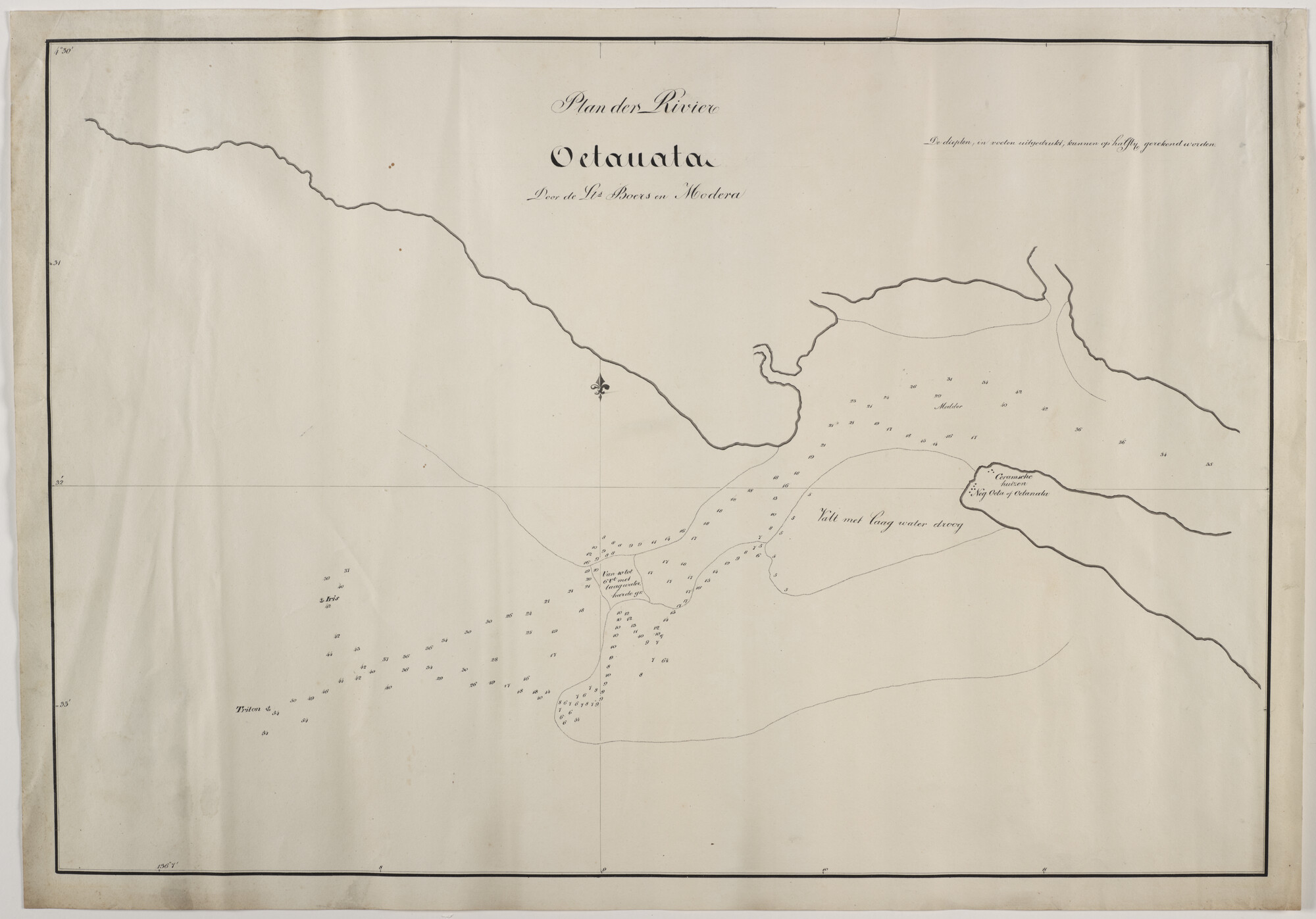 1997.3151; Plan van de rivier Oetanata (Uta), nabij Wanapiri op de zuidkust van Nieuw Guinea; zeekaart