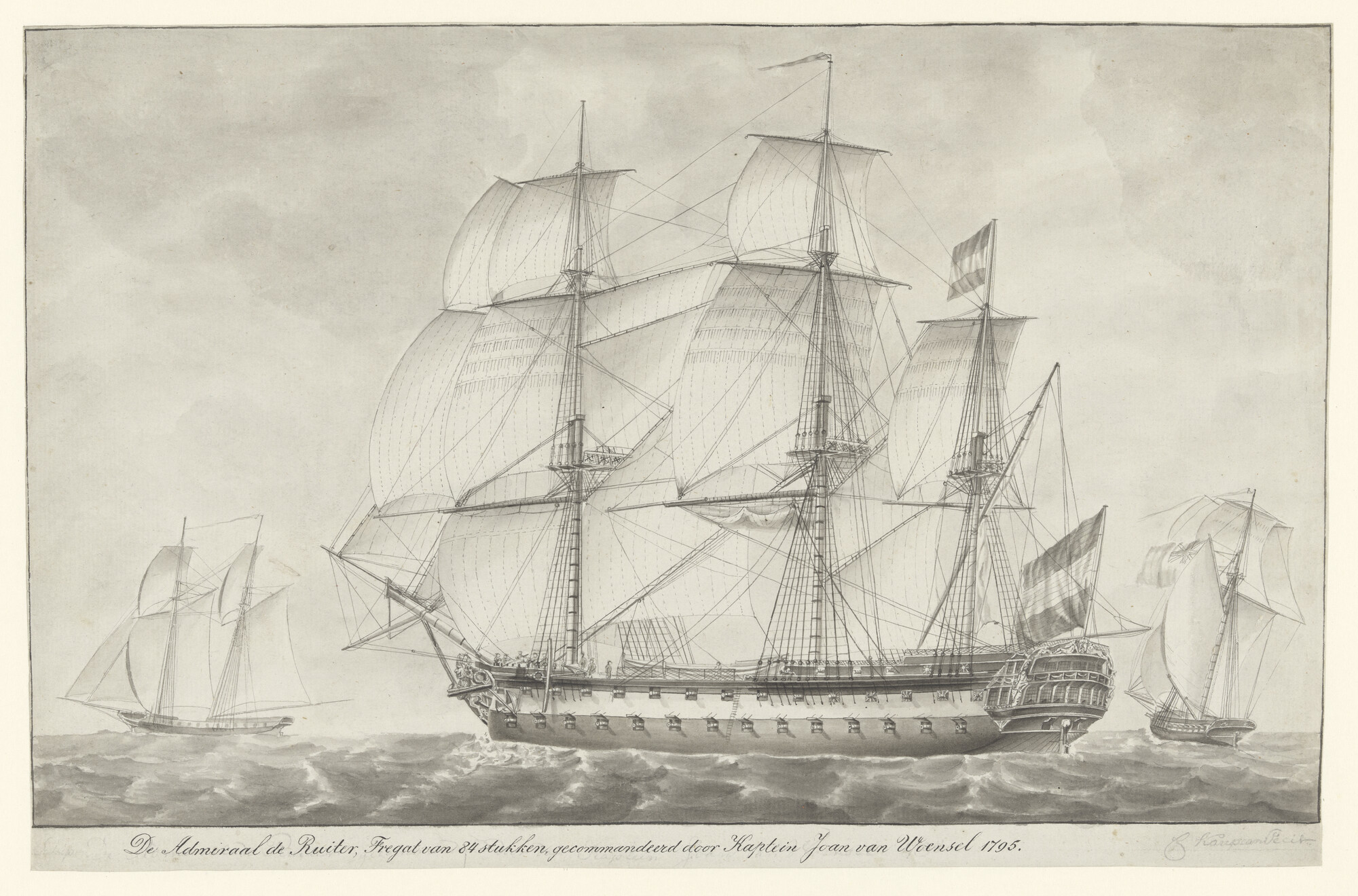 A.0449(05); Het linieschip "Admiraal De Ruiter"; tekening