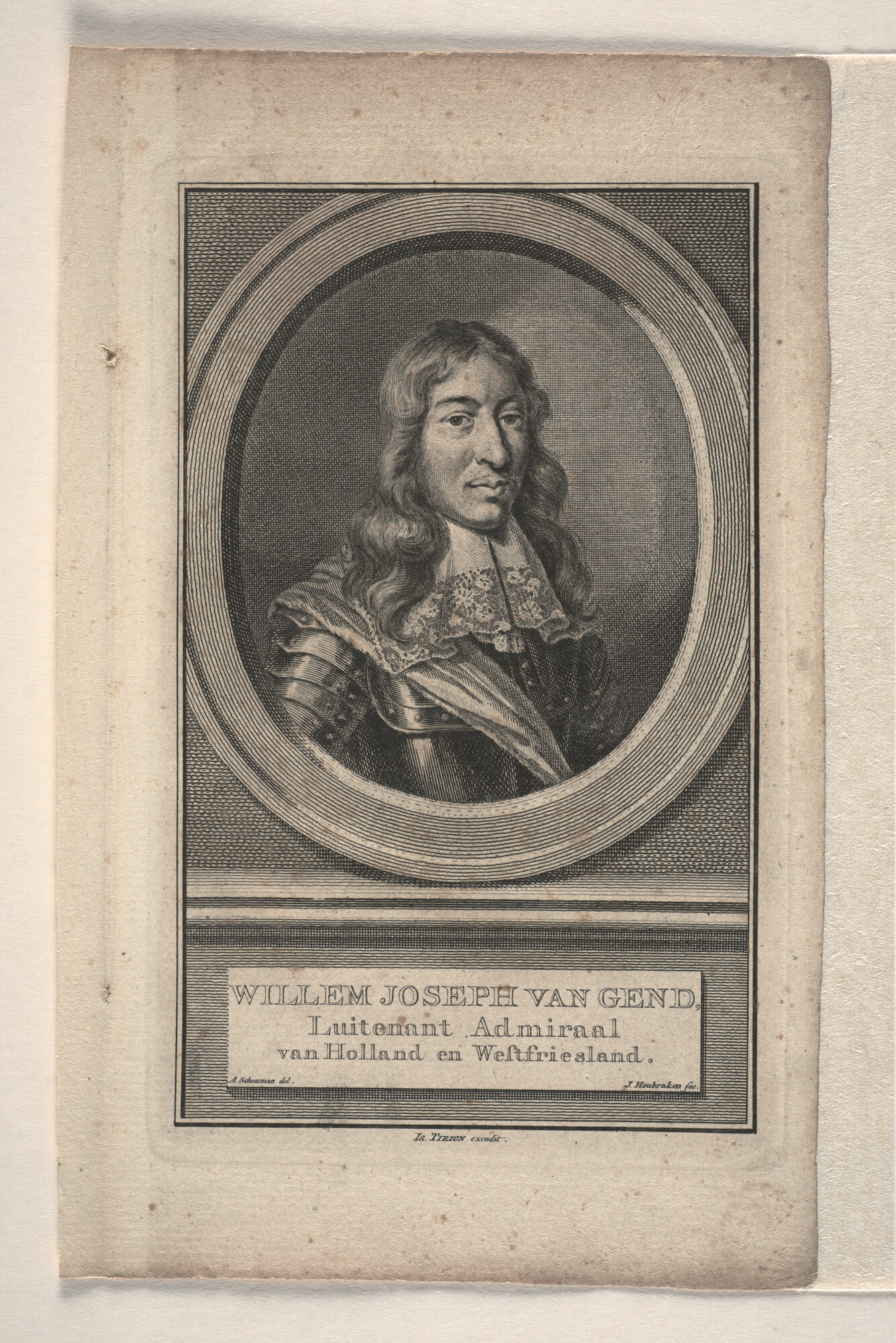 A.1361(19)3 c; Portret van Willem Joseph van Gend, Luitenant-Admiraal van Holland en Westfriesland; prent