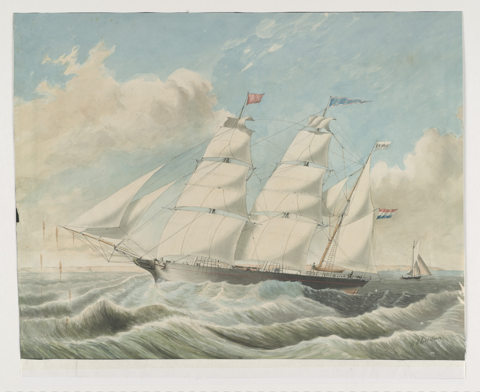 A.2051(01); Het barkschip 'Anna Sophia'; tekening
