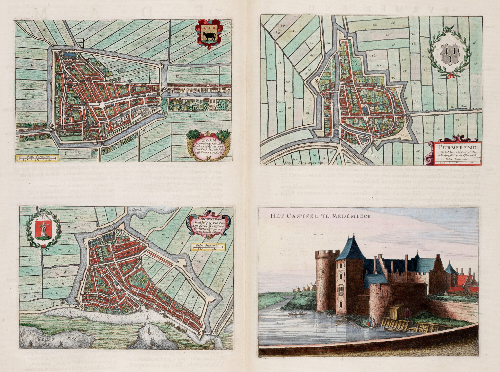 S.1034(15) [kaart 037]; Kaarten van Edam, Monnikendam, Purmerend en het Kasteel Radboud in Medemblik; landkaart