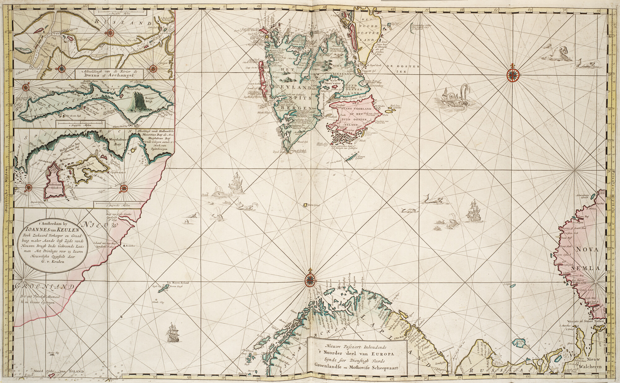 B.0032(109)1 [kaart 045]; Paskaart van de Barents Zee, met Spitsbergen ,de kust van Noord Noorwegen en; zeekaart