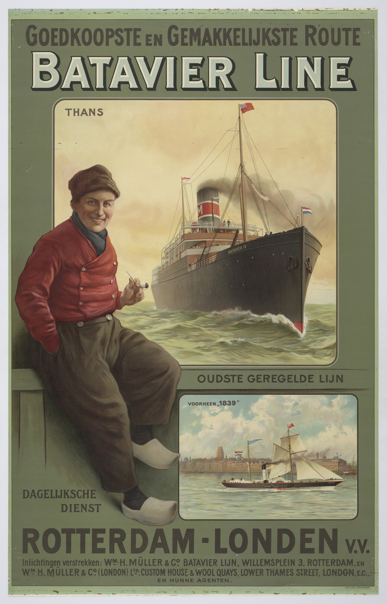 1994.5106; Batavierlijn voor de dienst op de route Rotterdam - Londen; affiche