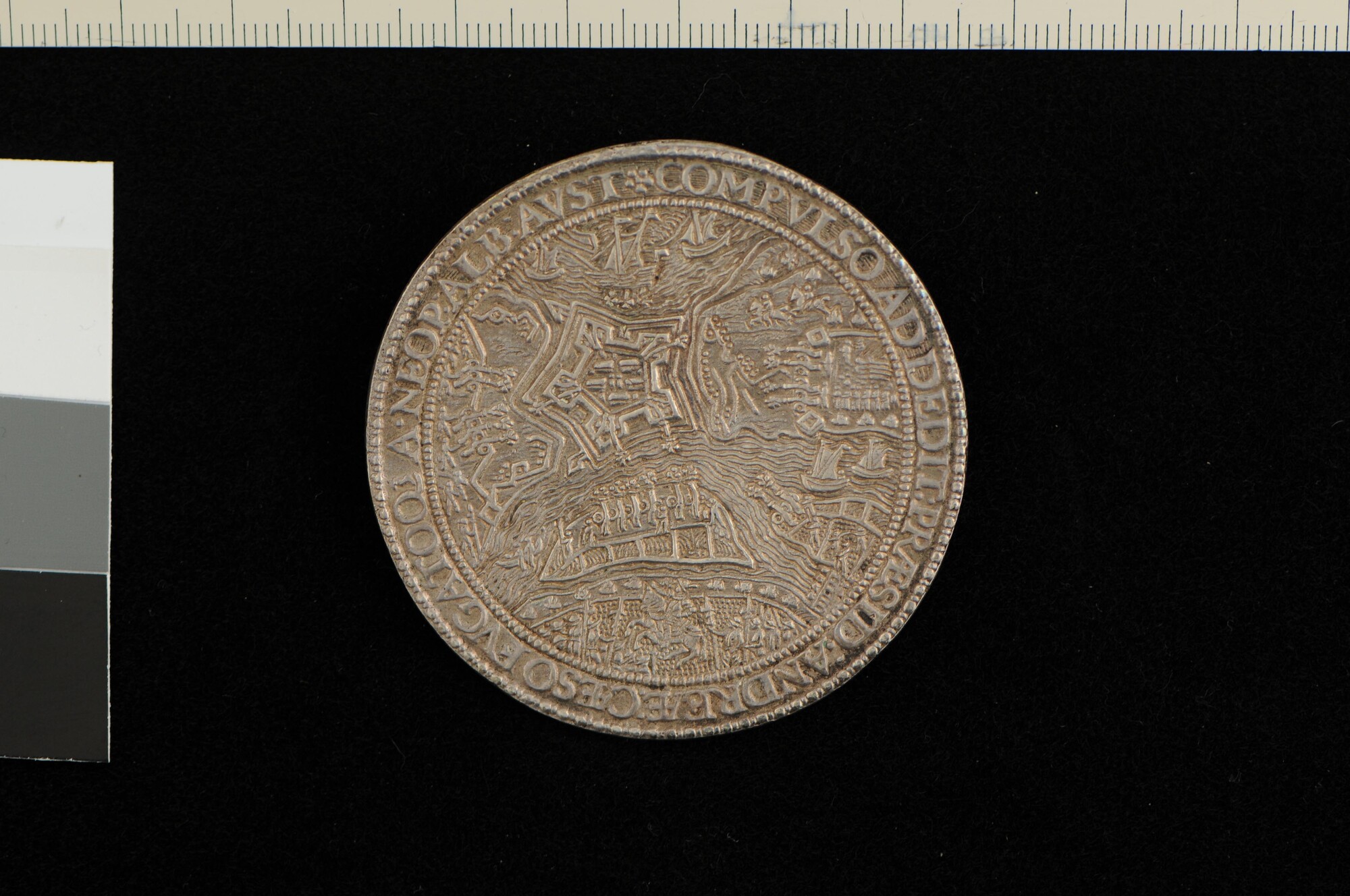 A.0023(049); Zilveren penning geslagen op de Slag bij Nieuwpoort, 1600; penning
