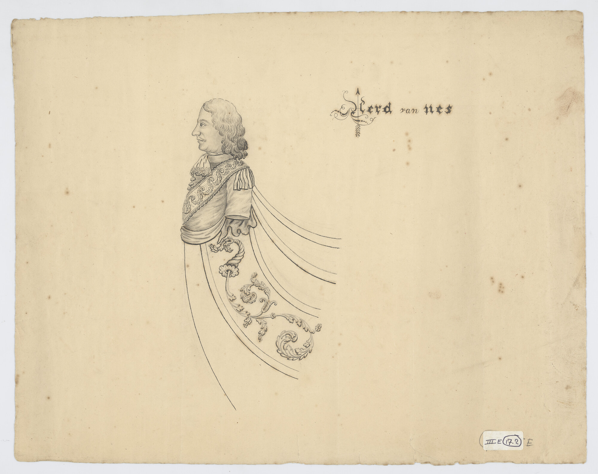 S.4038; Ontwerp van een schegbeeld van het schroefstoomschip 4de klasse Zr.Ms. Aart van Nes; tekening
