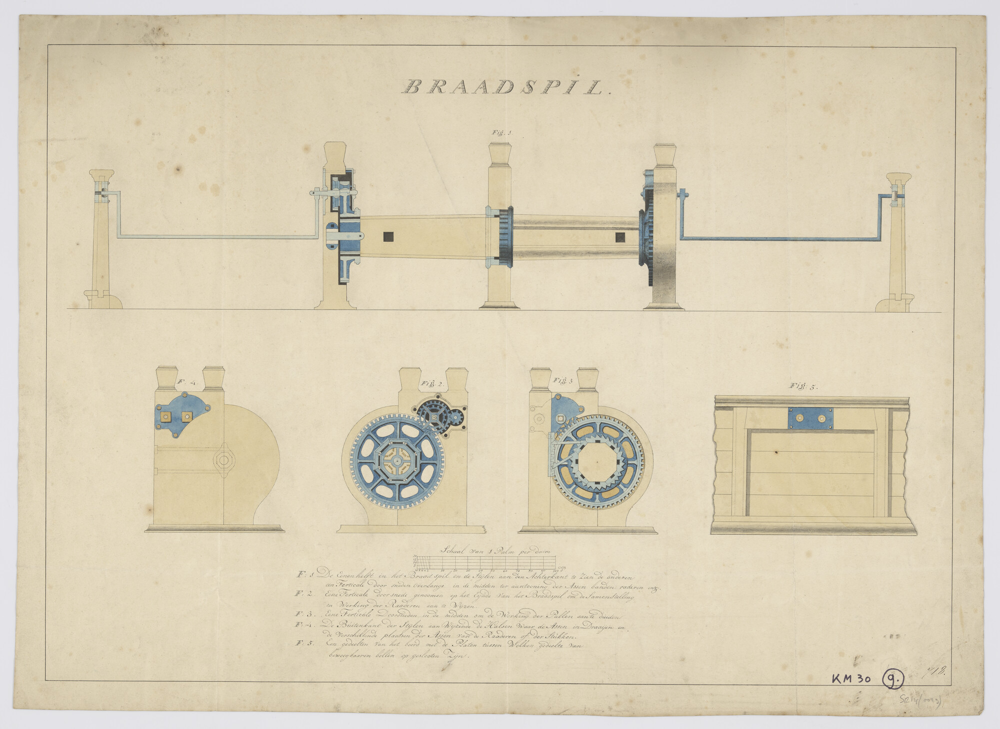 S.1214(0029); Braadspil (ankerspil); technische tekening