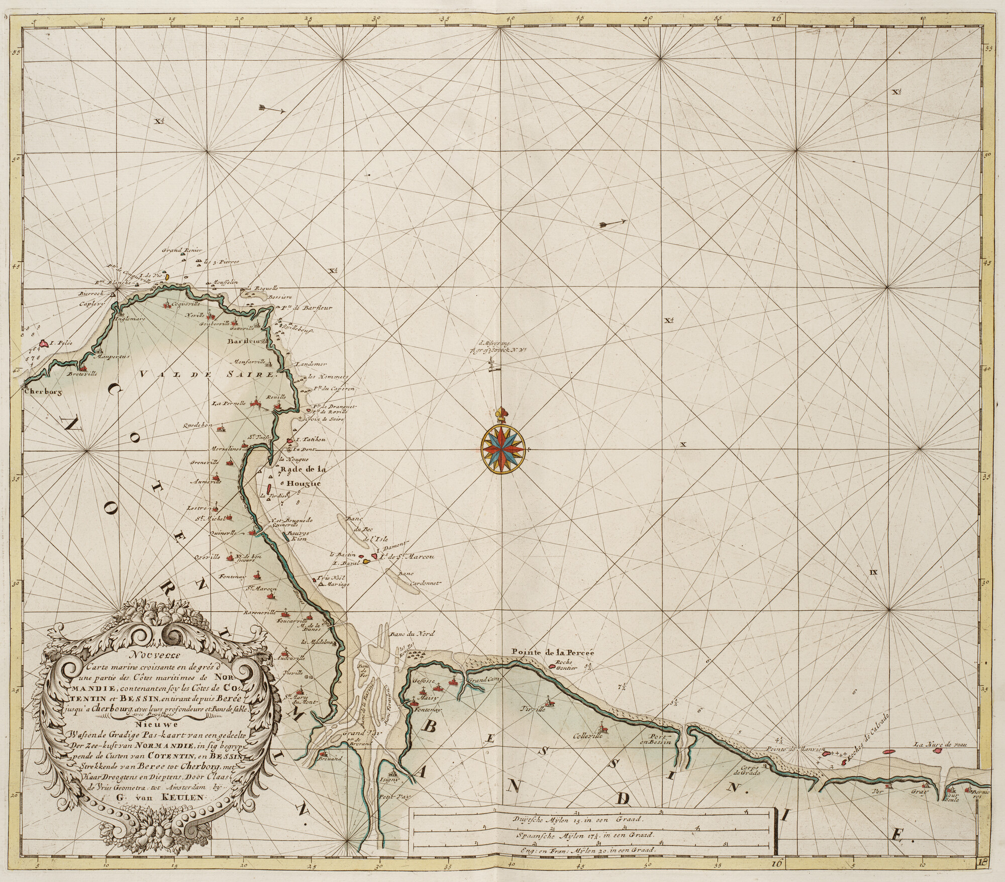 B.0032(109)2 [kaart 047]; Zeekaart van een deel van Franse westkust met de oostkust van Normandië; zeekaart