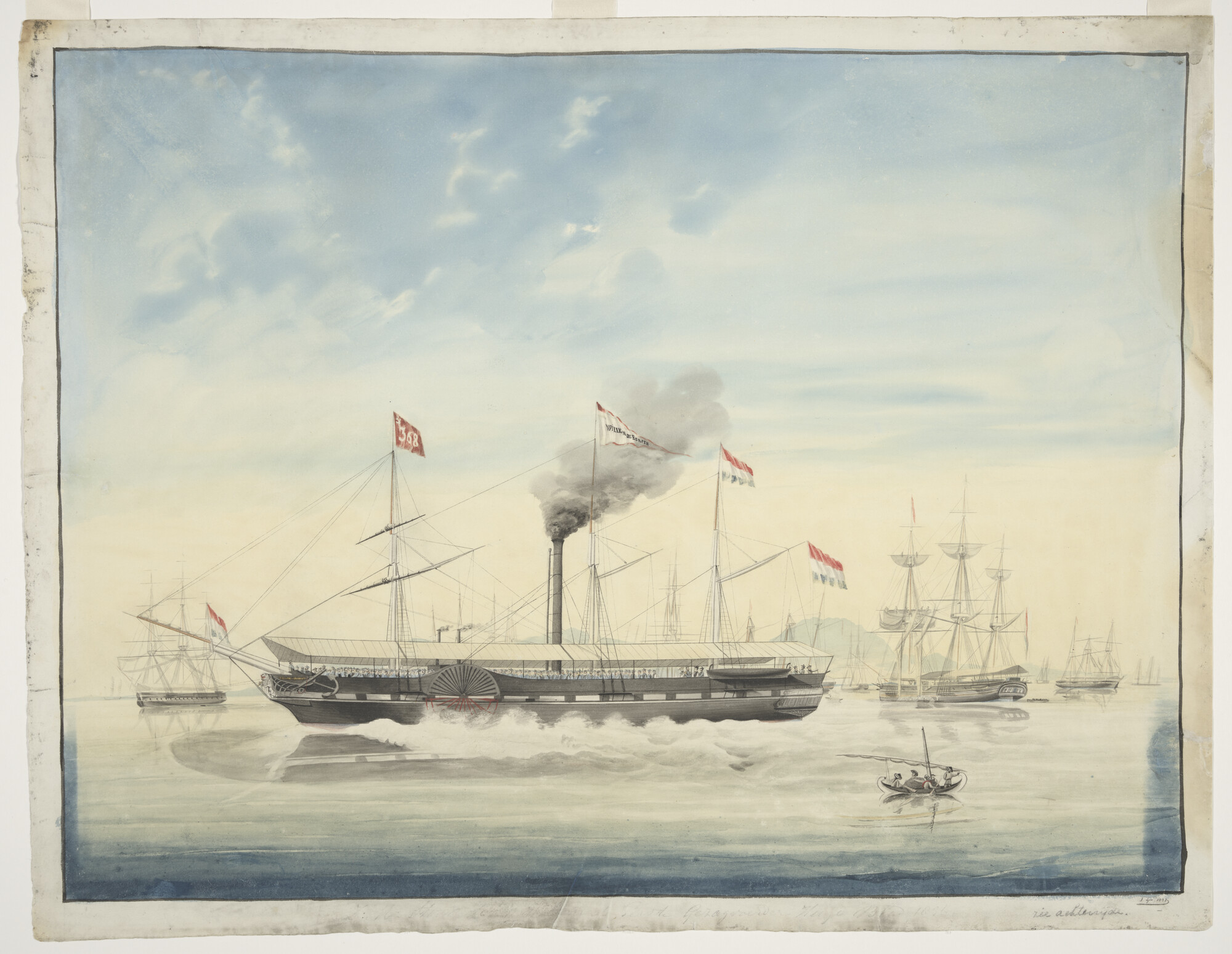A.0839(01); Het raderstoomschip Willem de Eerste; tekening