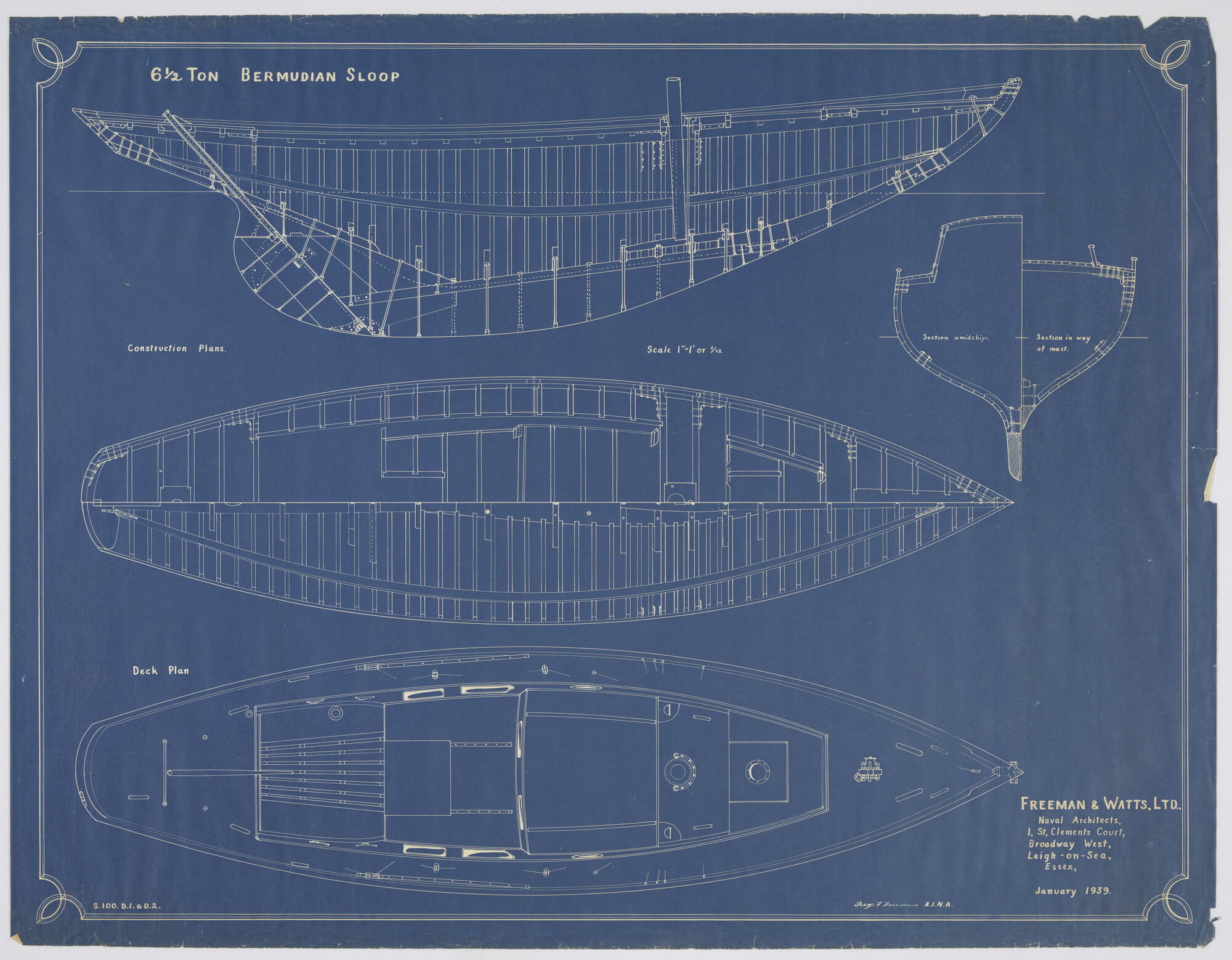 1993.6091; Constructie- en dekplan Bermudasloep; technische tekening