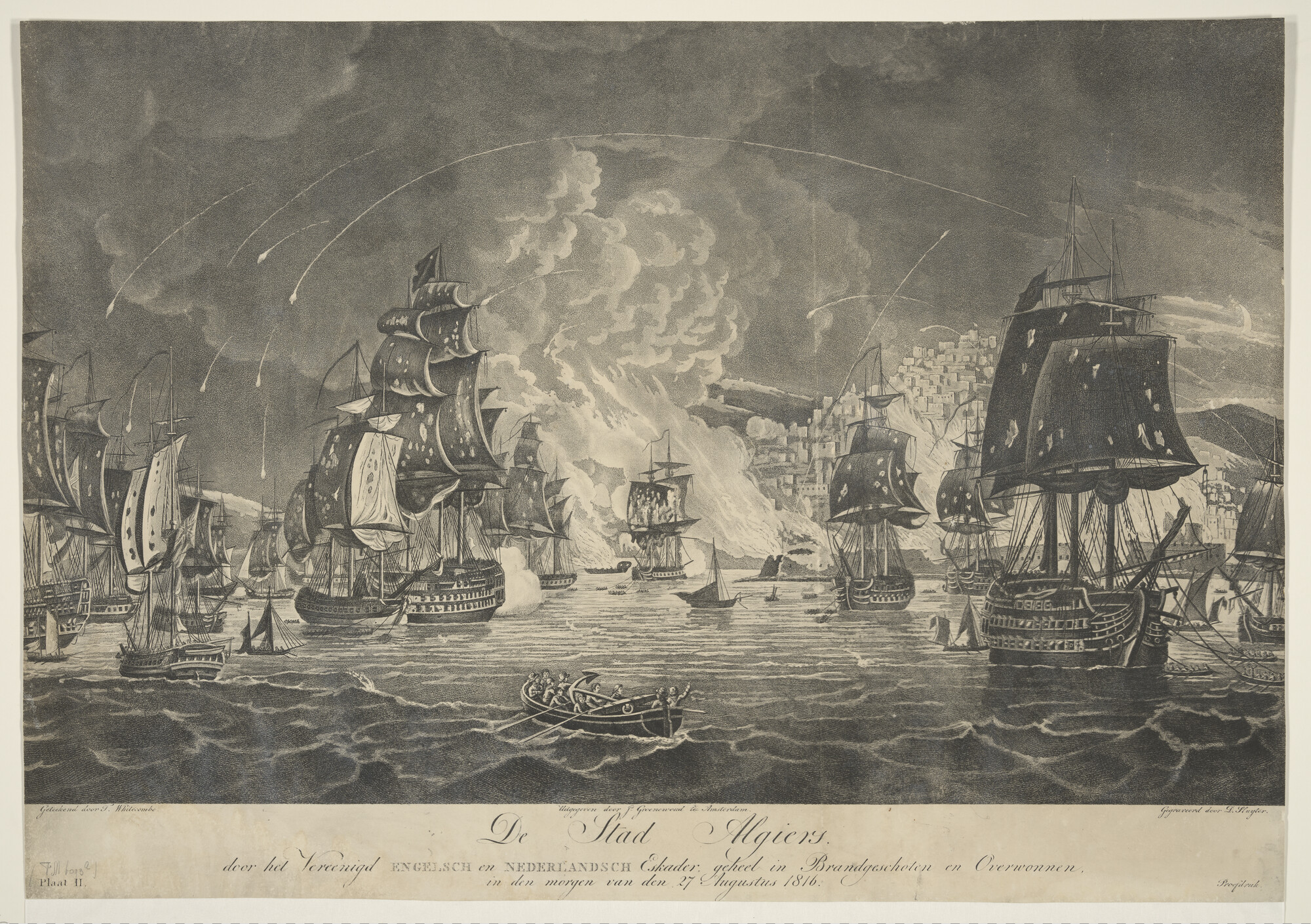 S.0775(01) [nr 0002]; Het bombardement van de stad Algiers, op de morgen van 27 augustus; prent