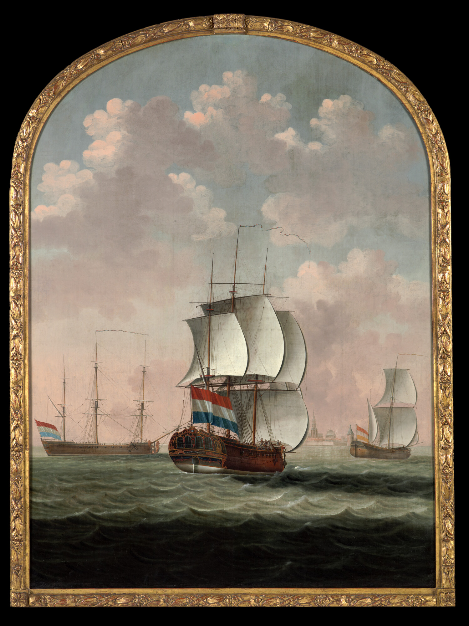 A.1171; Het fregatschip Esequebo Societeit op de rede van Vlissingen; schilderij