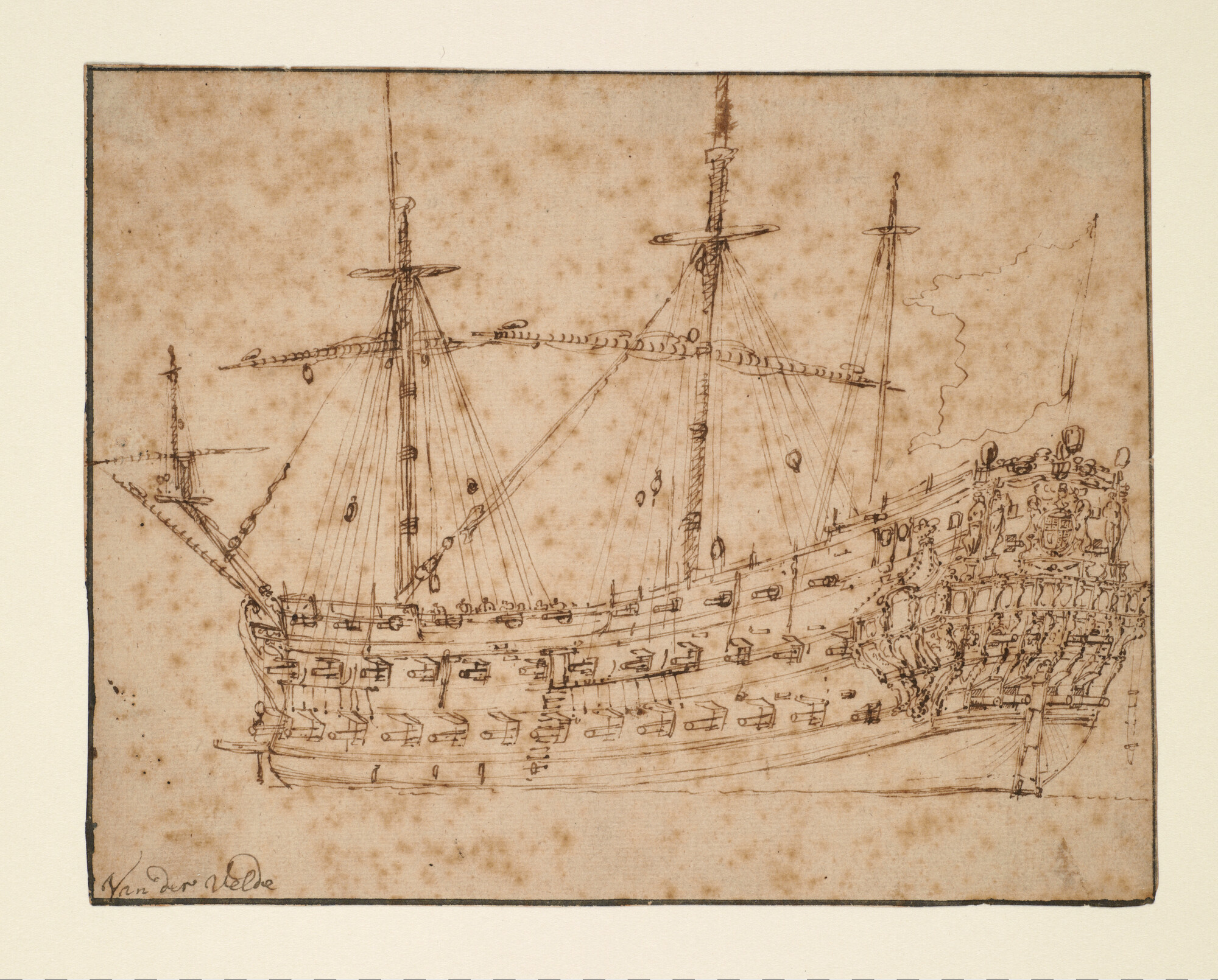 A.0085(06); Een Engels oorlogsschip; tekening