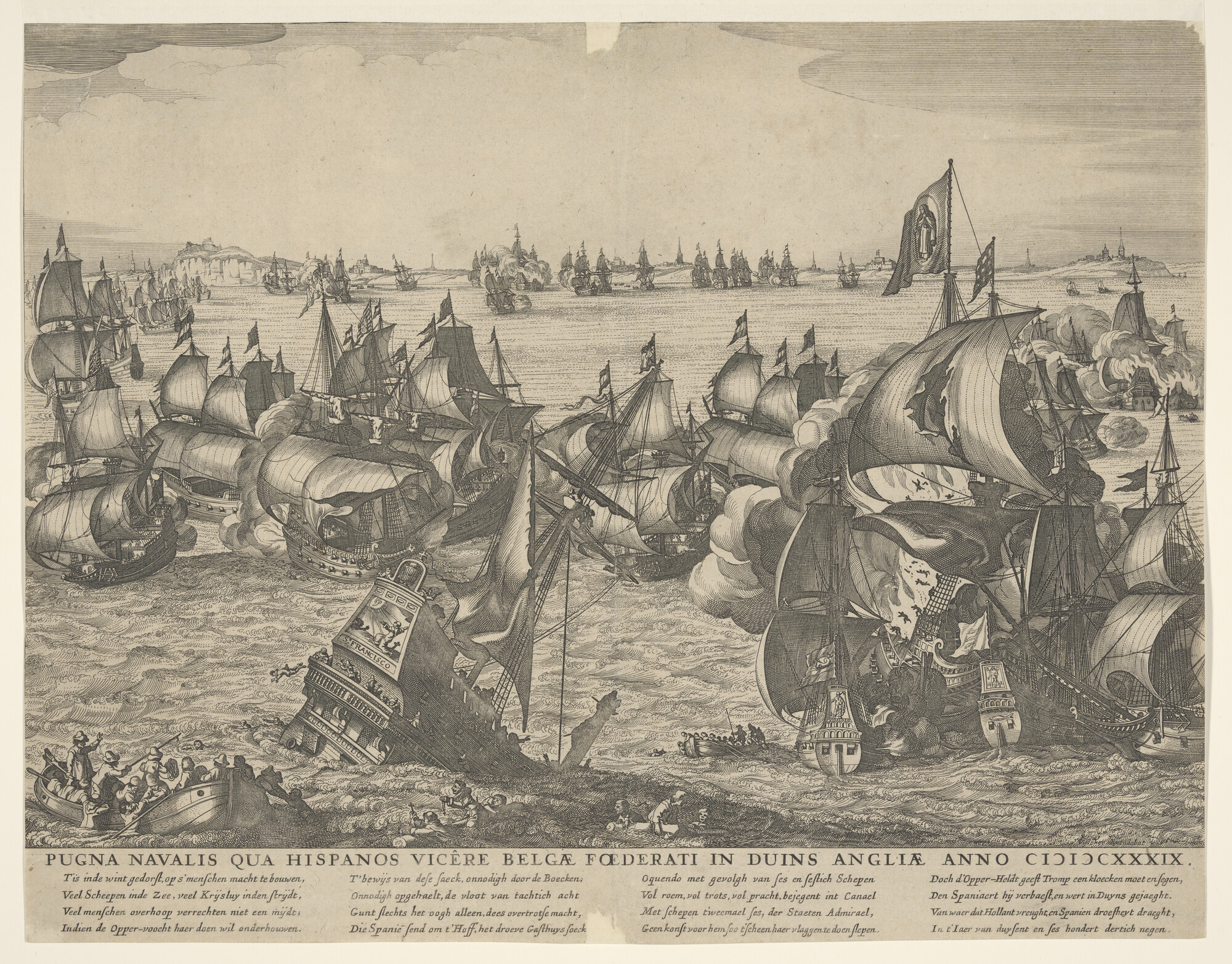 A.2110(06); Zeeslag bij Duins, 1639; prent