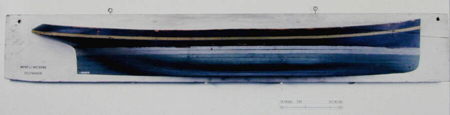 A.1456(09); Halfmodel van een sleepboot of binnenvaartschip; scheepsmodel