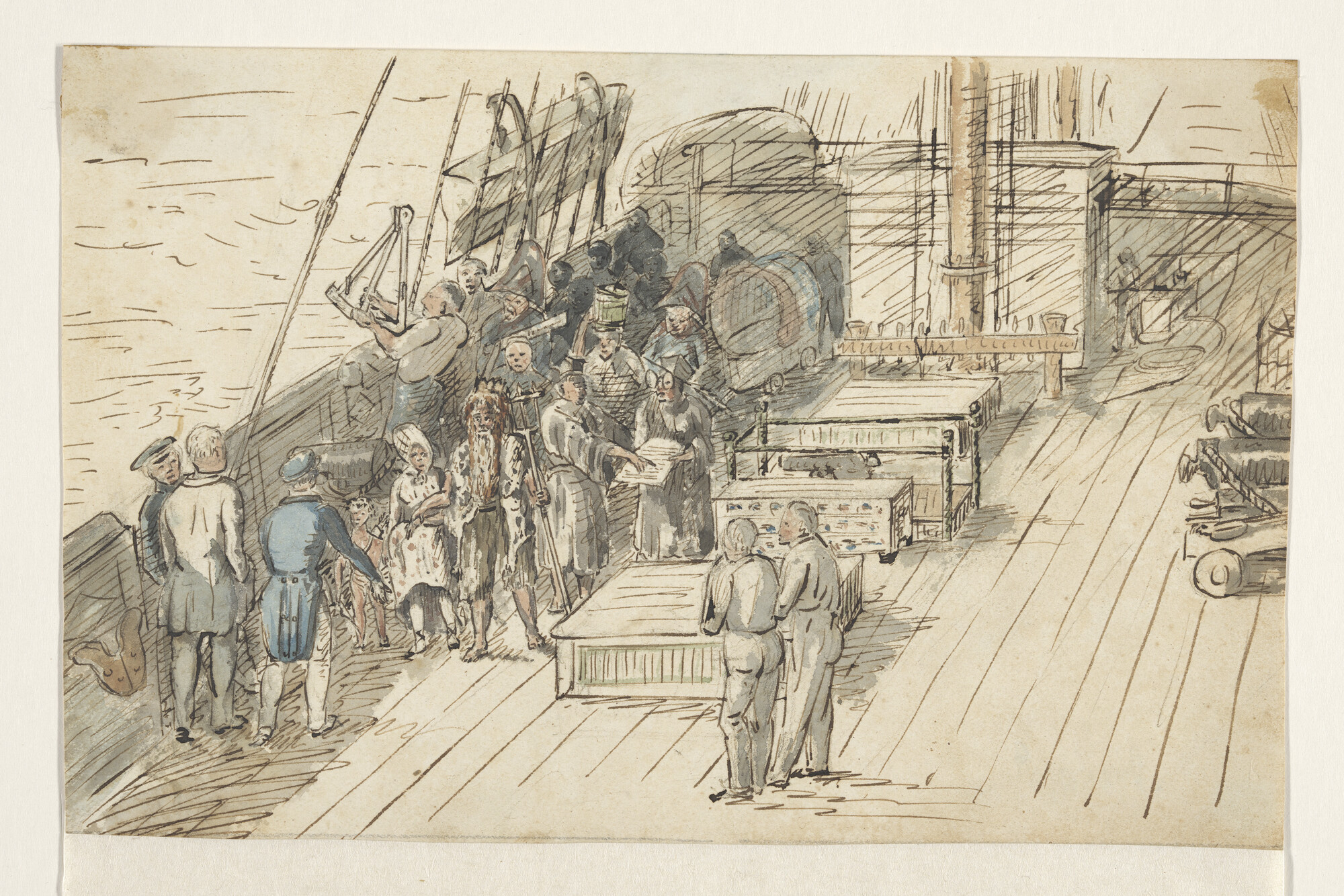 A.2668(03)b; Neptunusfeest aan boord van het raderstoomschip Zr.Ms. Merapi; tekening