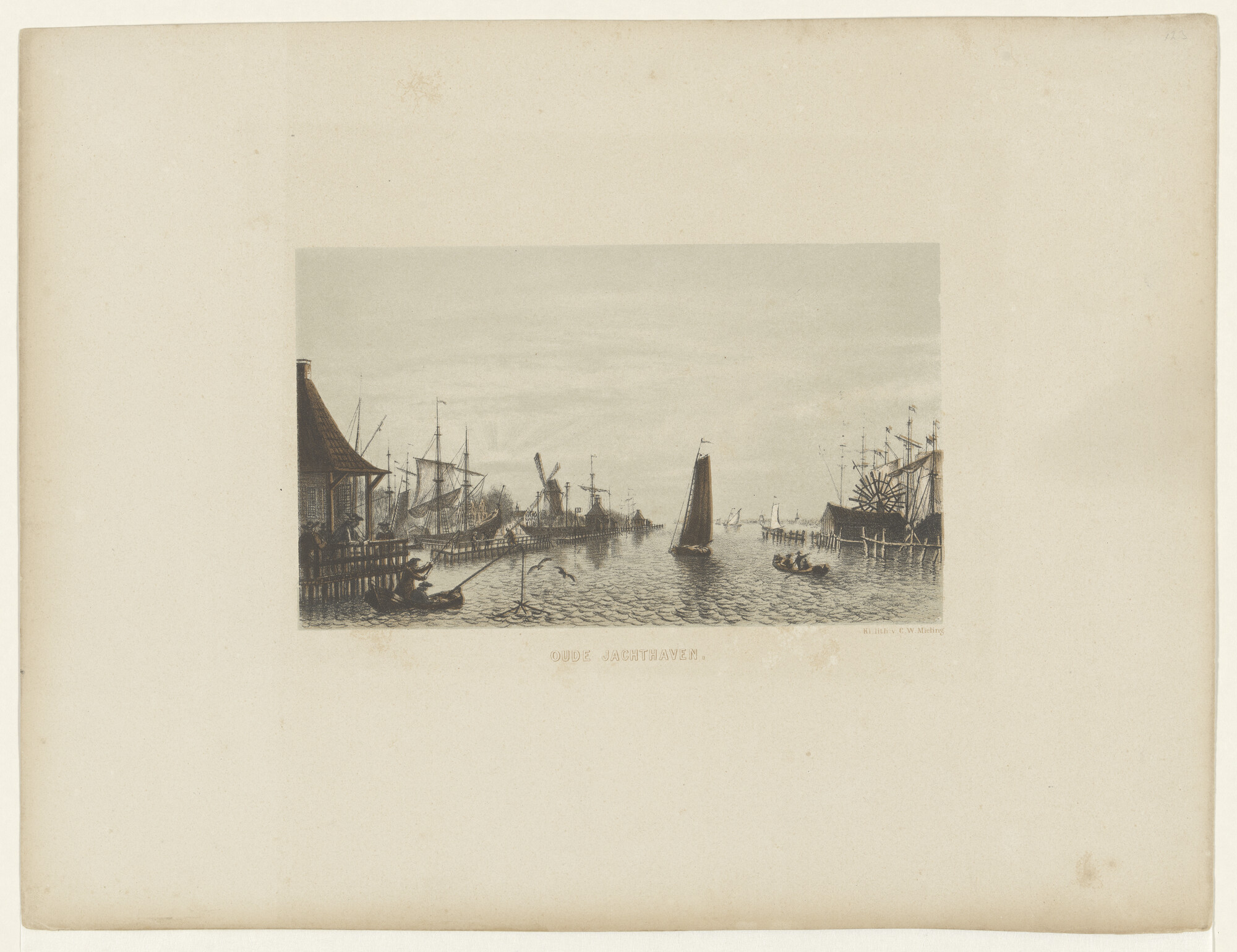 A.3290; De oude jachthaven te Amsterdam; prent