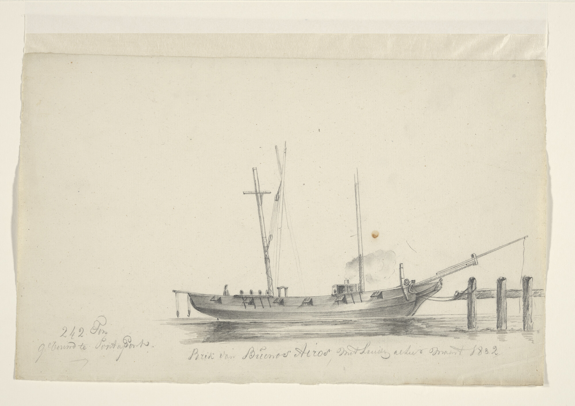 S.4005(06)018; Een zuid-amerikaans brikschip; tekening