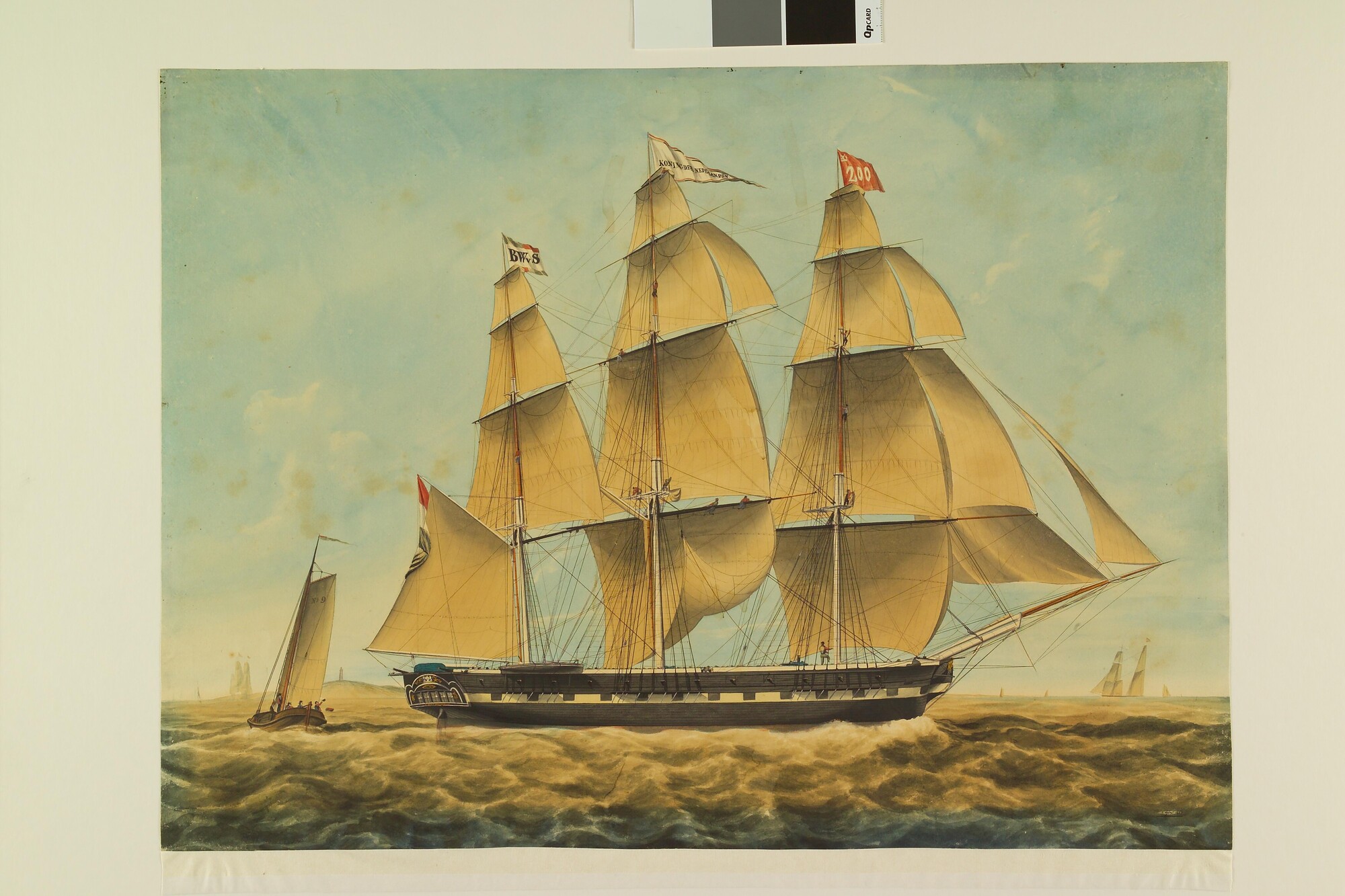 A.0813(08); Het fregatschip Koning der Nederlanden; tekening