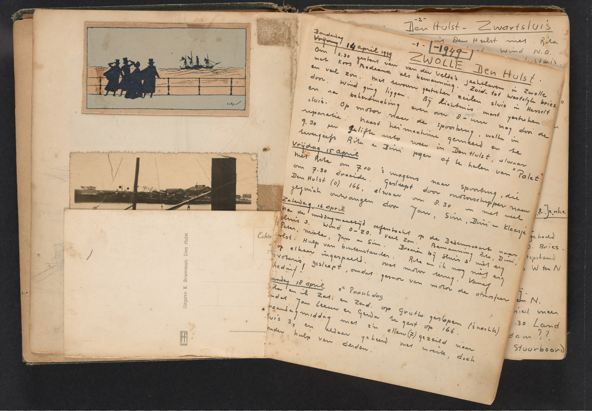 2017.0790; Logboek c.q. fotoalbum van reizen met zeeschouw Grutto in Nederland, 1949-1951; logboek