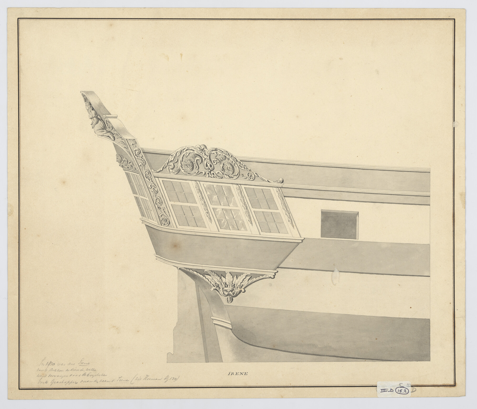 S.0600(01)099; Zijgalerij van de brik 'Irene'; technische tekening