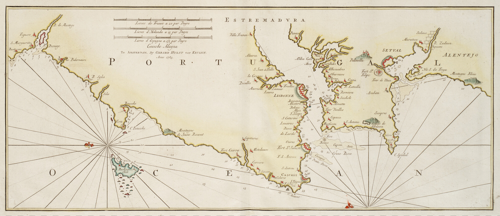 B.0032(109)2 [kaart 104]; Kaart van de westkust van Portugal van Buarcos tot Setubal, met Lissabon; kaart