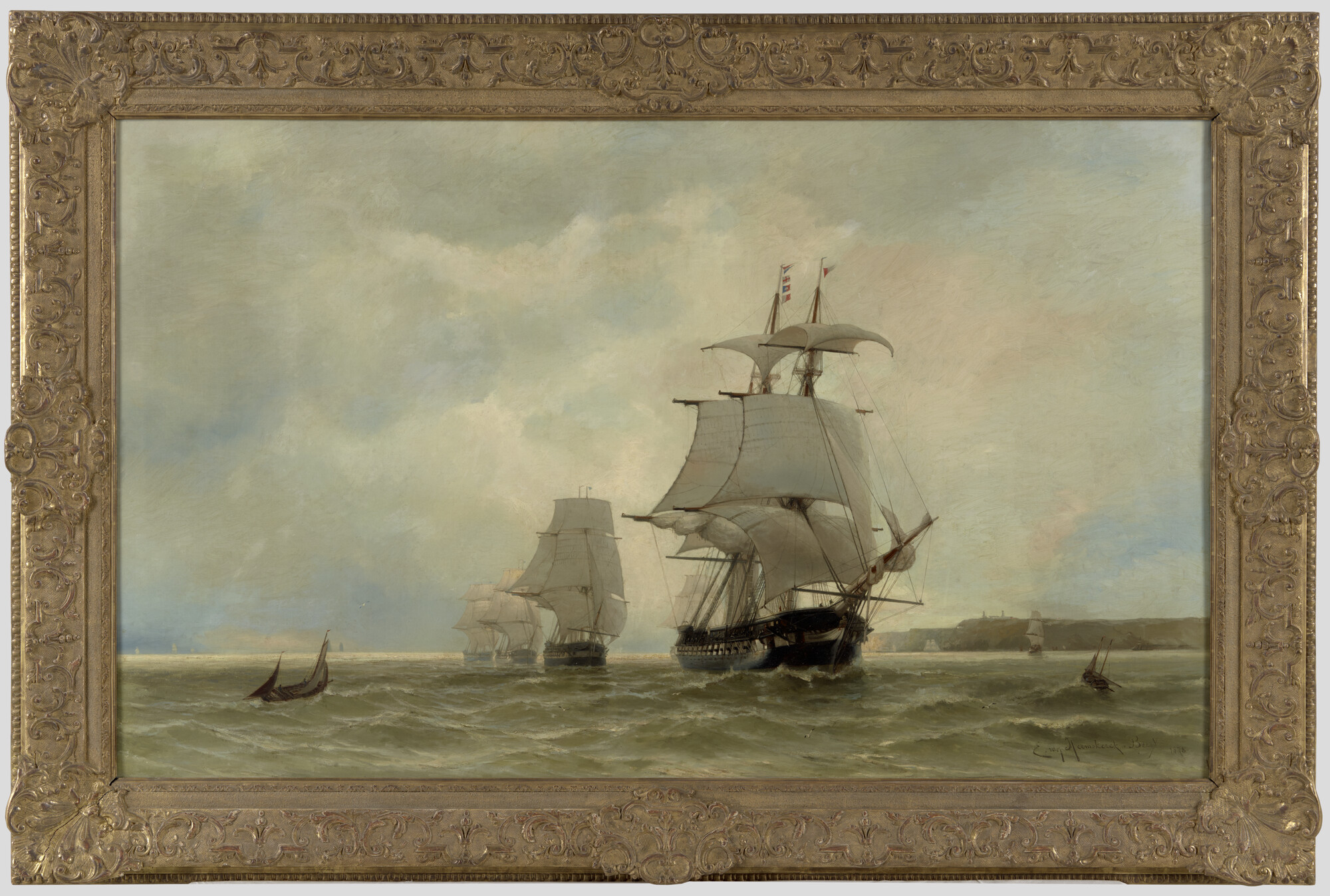 S.0750; De terugkeer van het oefeningseskader onder commando van prins Hendrik; schilderij