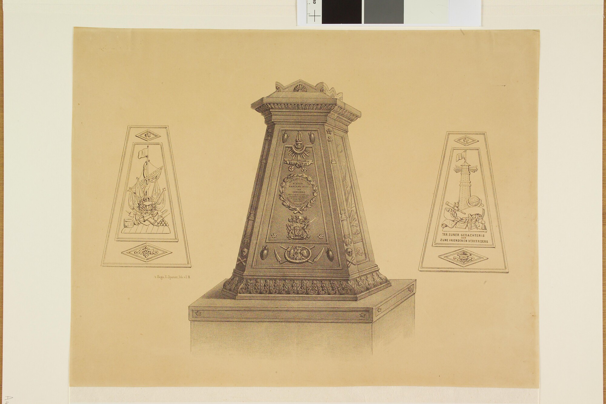 A.0477(08); Monument voor Pieter Baron Melvill van Carnbee te Soerabaja; prent