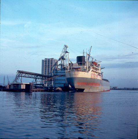 S.9100(0486); Graanoverslag in haven Amsterdam; diapositief