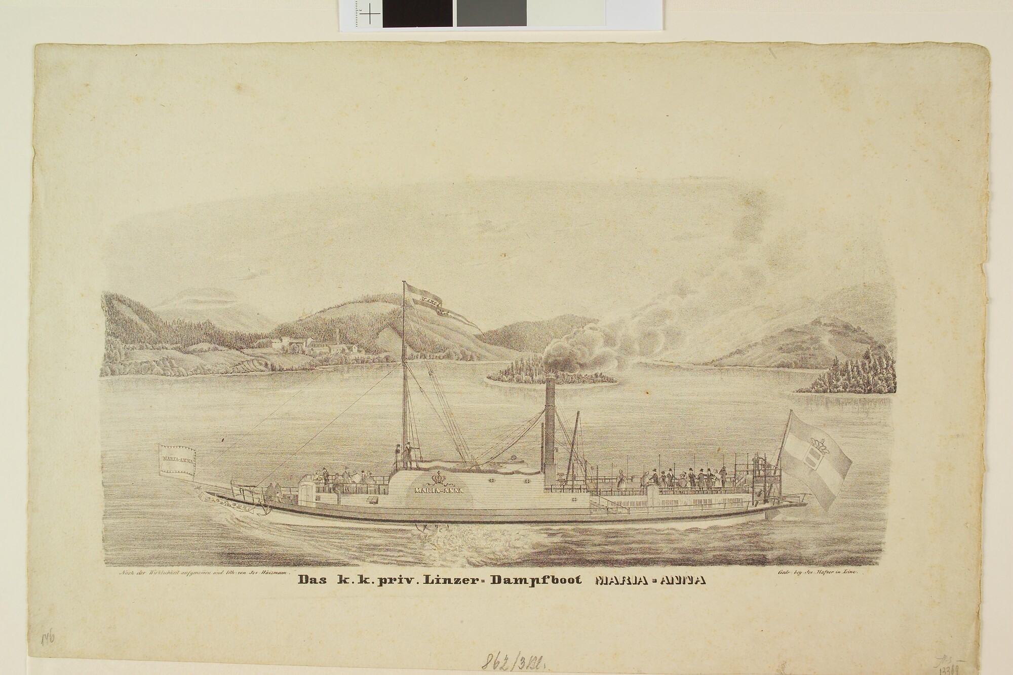 A.1444(03); Das k.k. priv. Linzer Dampfboot 'Maria-Anna', omstreeks 1830; prent