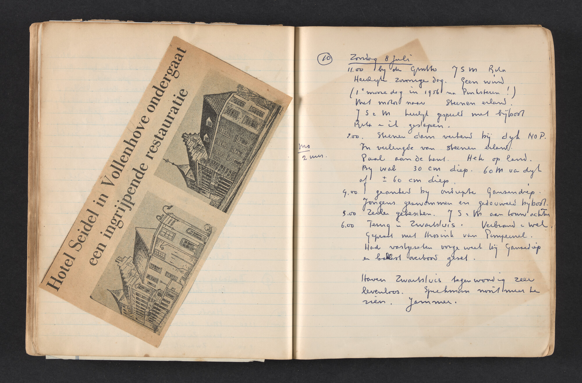 2017.0792; Logboek c.q. fotoalbum van reizen met zeeschouw Grutto in Nederland, 1955-1957; logboek