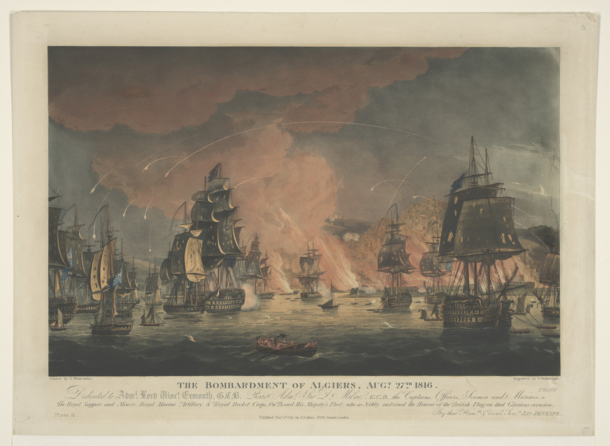 A.1199(02); Het bombardement van Algiers op 27 augustus 1816; prent