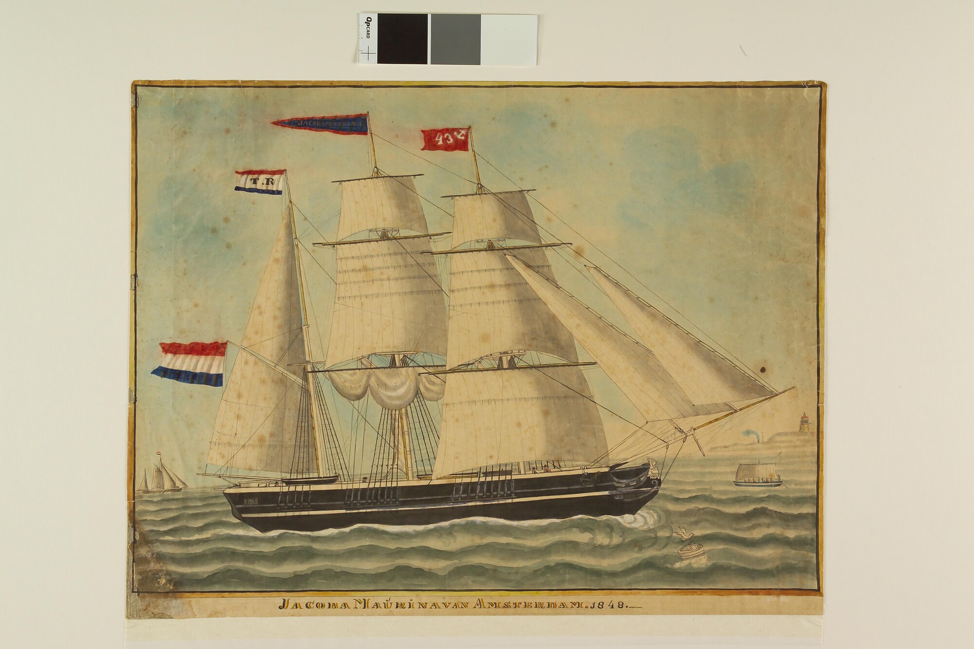 S.1603(66); Het barkschip 'Jacoba Maurina'; tekening