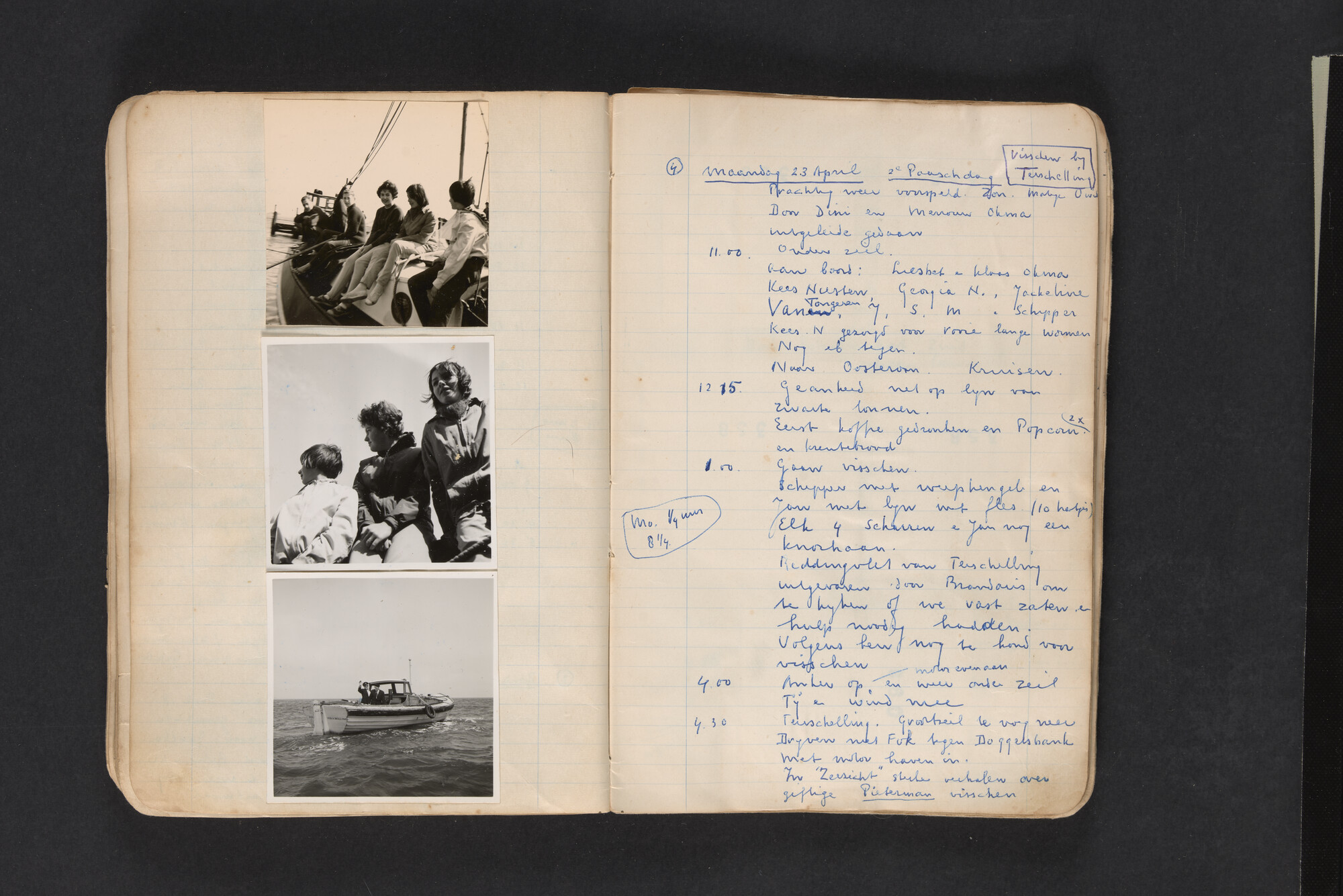 2017.0794; Logboek c.q. fotoalbum van reizen met zeeschouw Grutto in Nederland, 1961-1962; logboek