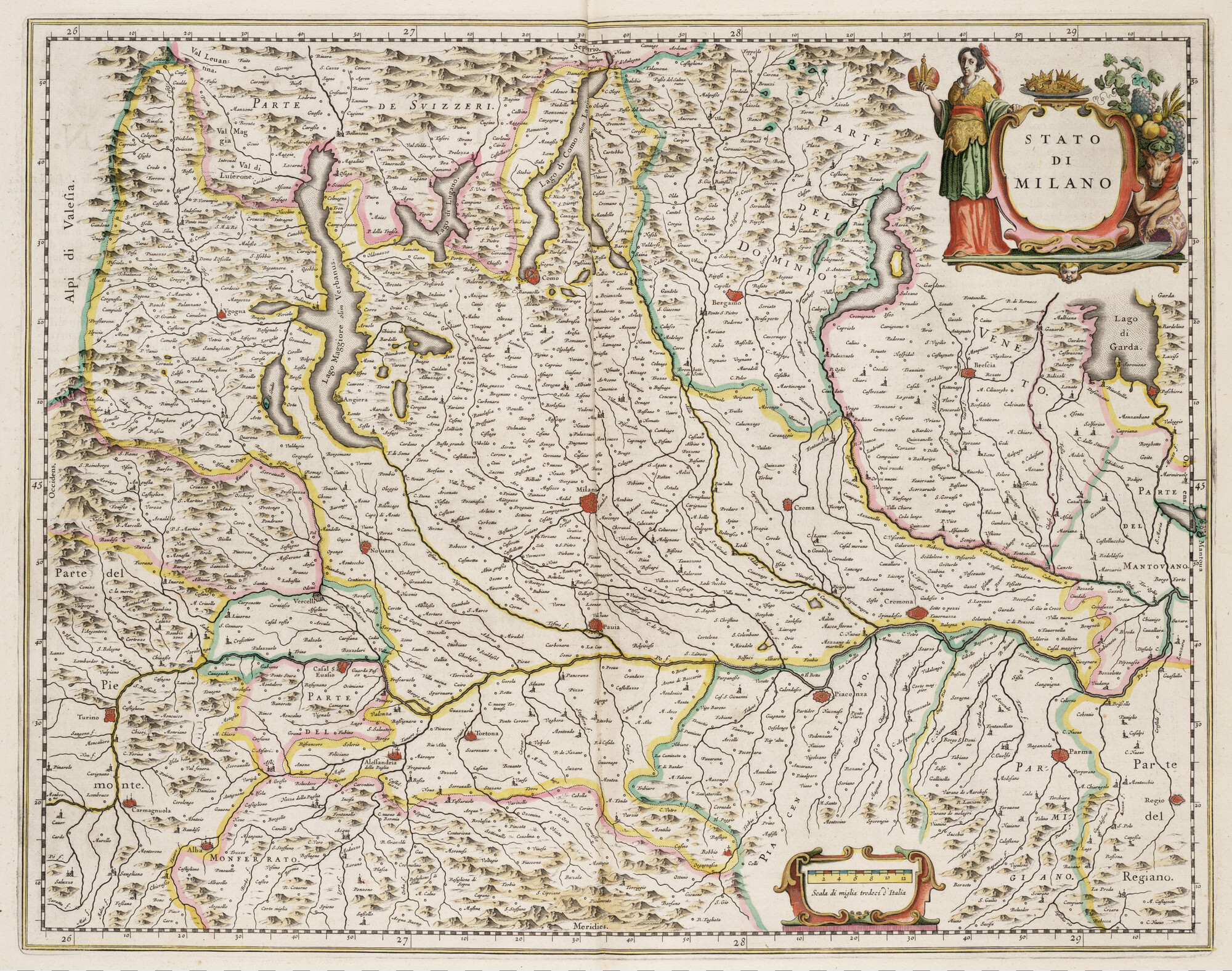 S.1034(07) [kaart 012]; Kaart van Milano. Uit het zevende deel van de Grooten Atlas van Joan Blaeu; landkaart