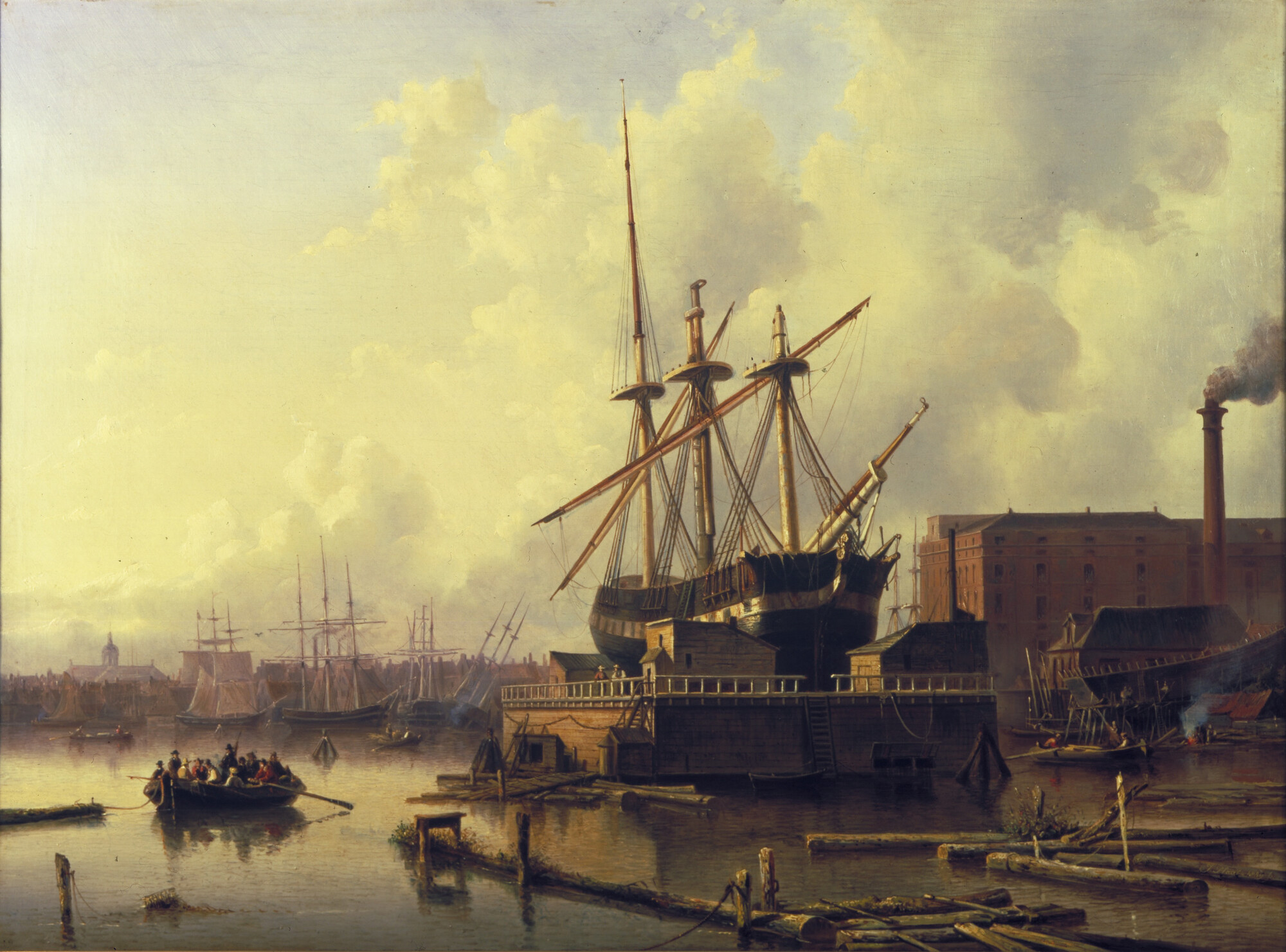 A.3521(03); Gezicht op het Westerdok en het Bickerseiland te Amsterdam; schilderij
