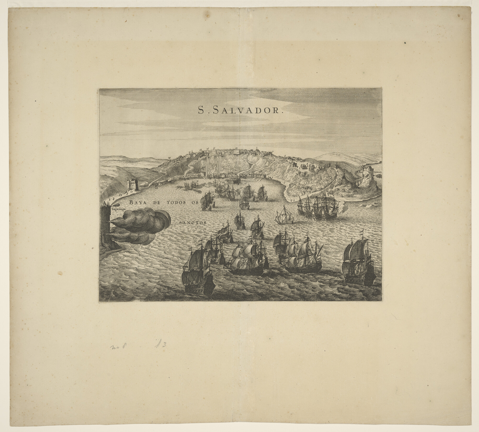 A.1656(07); Inname van San Salvador door Adm. Willekes in 1624; prent