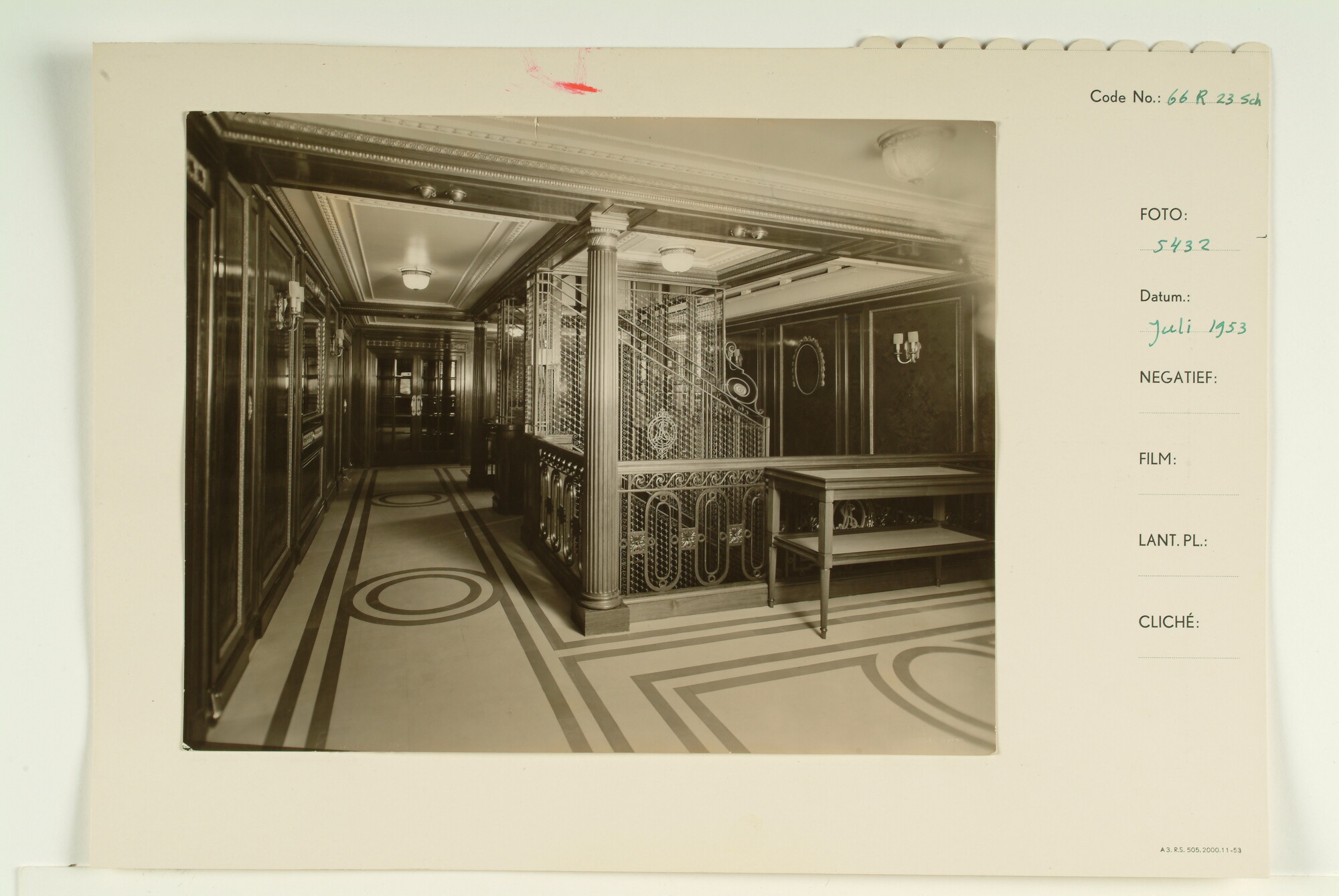 1995.1878; Interieur van het Zweedse passagiersschip ms. Gripsholm; foto