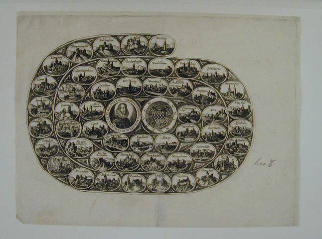 A.0145(027)368; Plaat der 56 plaatsen, door Spinola in 1620-1621 veroverd, in een lange reeks; prent