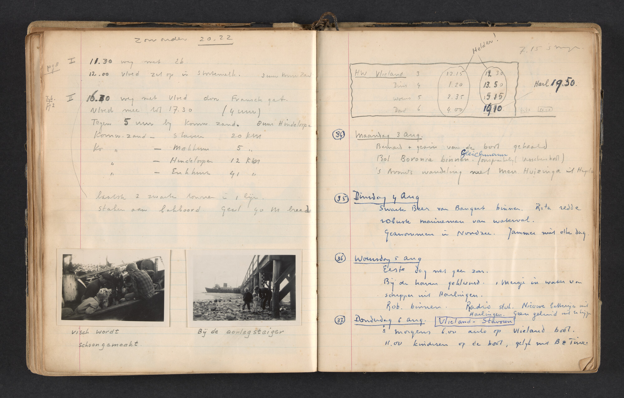 2017.0791; Logboek c.q. fotoalbum van reizen met zeeschouw Grutto in Nederland, 1952-1954; logboek