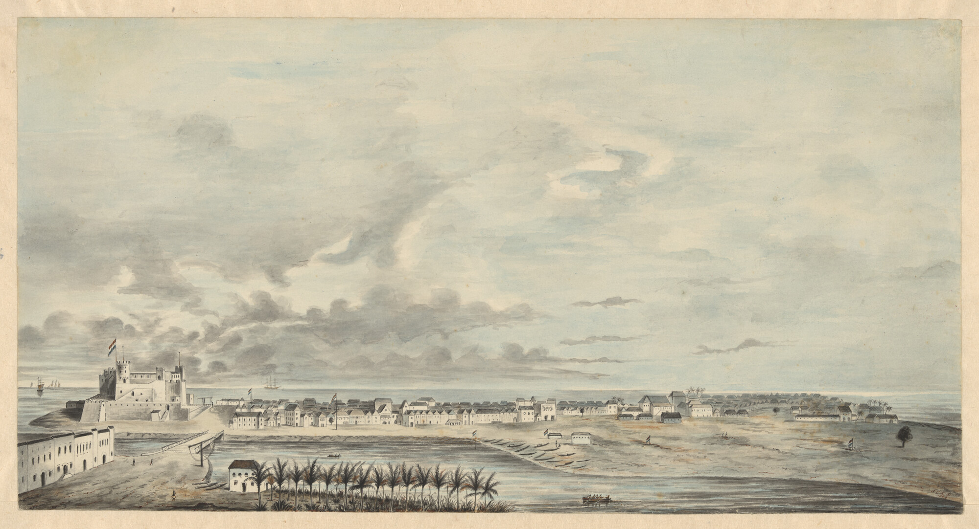 S.1931(10); Gezicht op het kasteel St. George d'Elmina; tekening