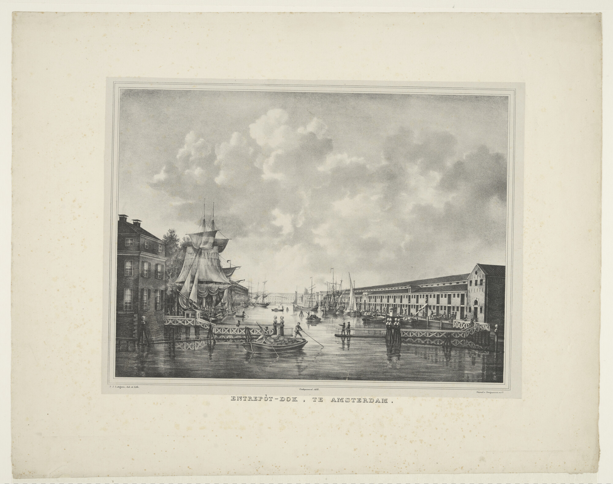 A.1970(01)a; Het Entrepot-dok te Amsterdam; prent