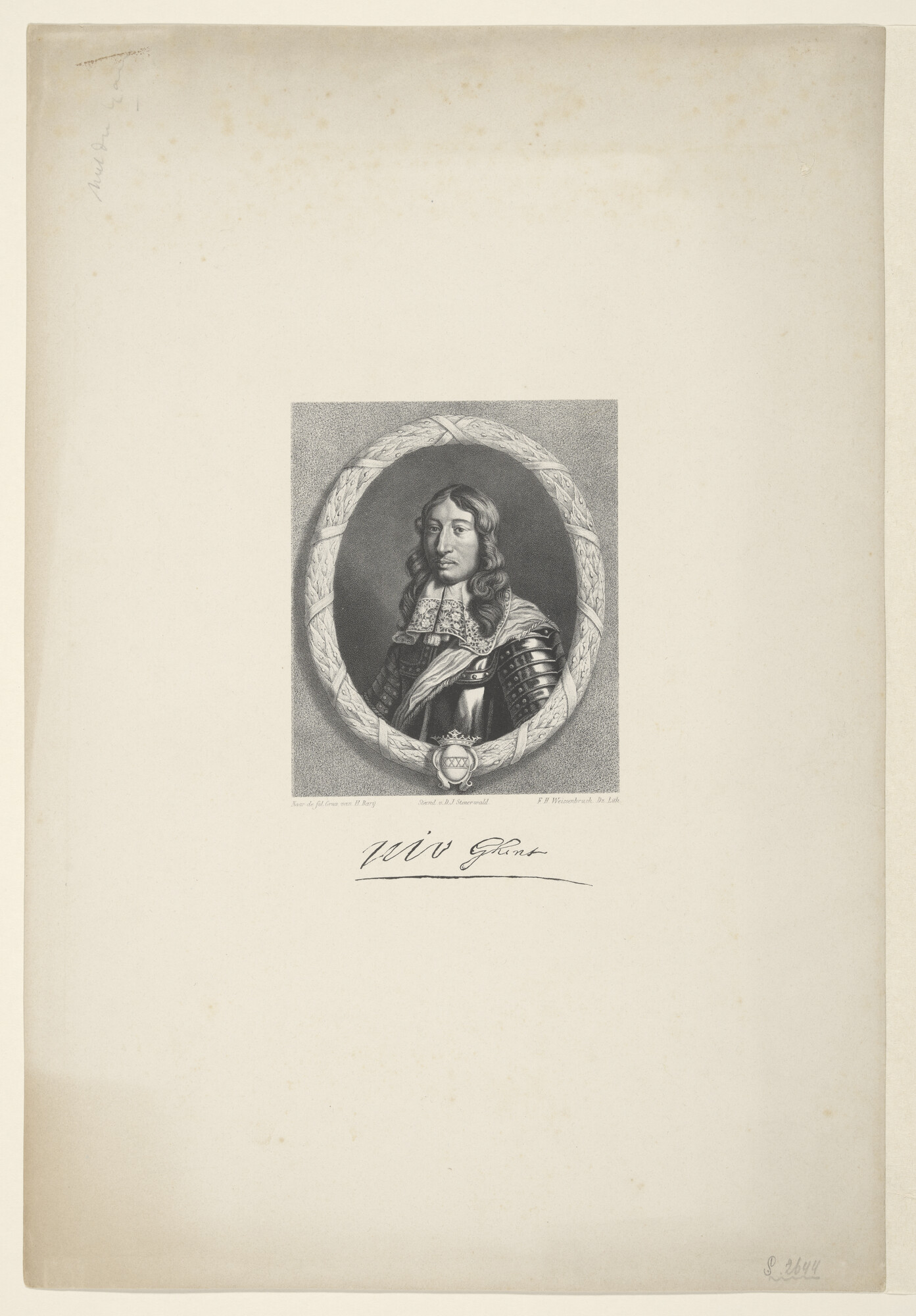 S.2644(01); Portret van Willem Joseph baron van Ghent; prent
