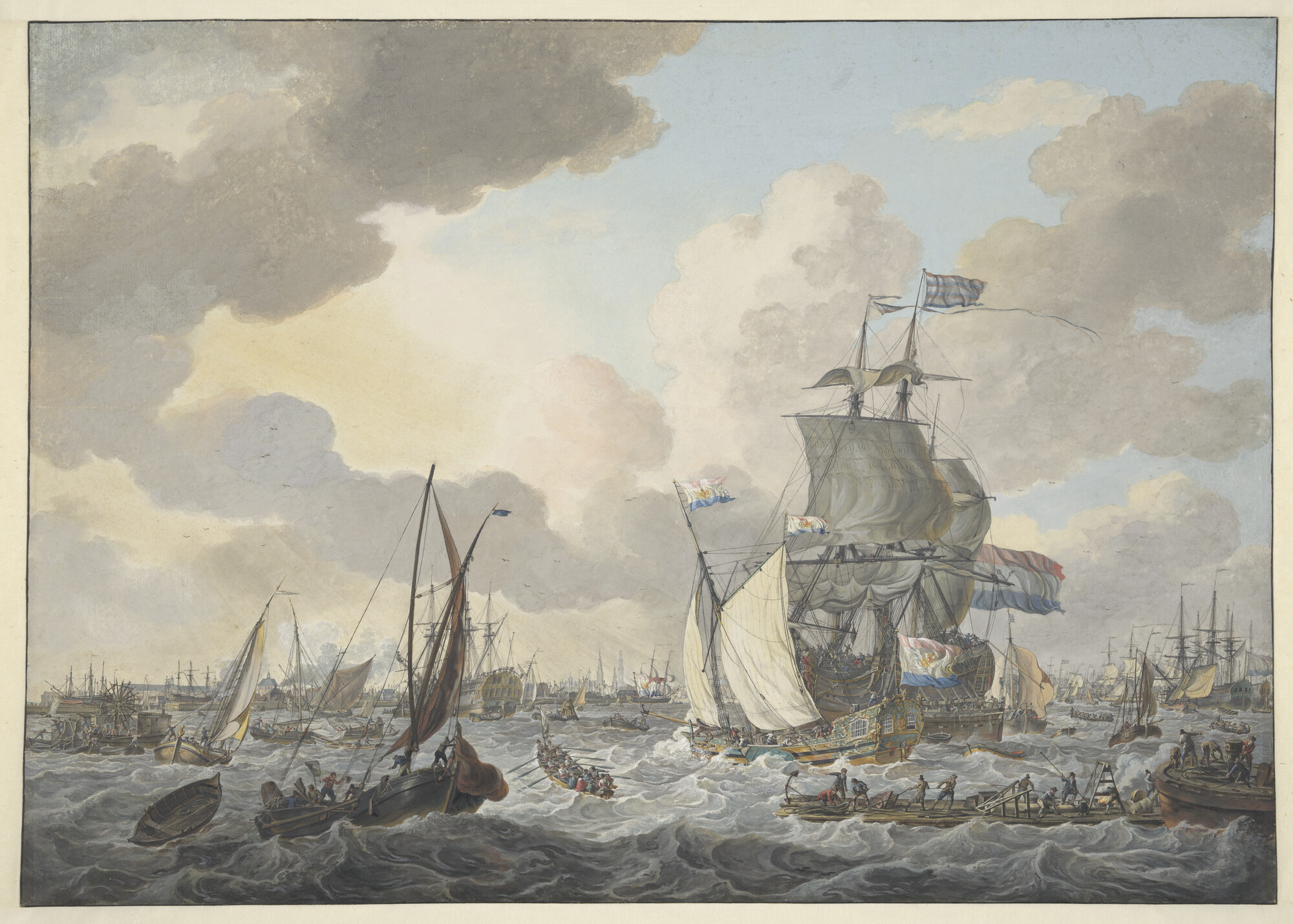 A.0085(01); Gezicht op het IJ en de stad Amsterdam; tekening