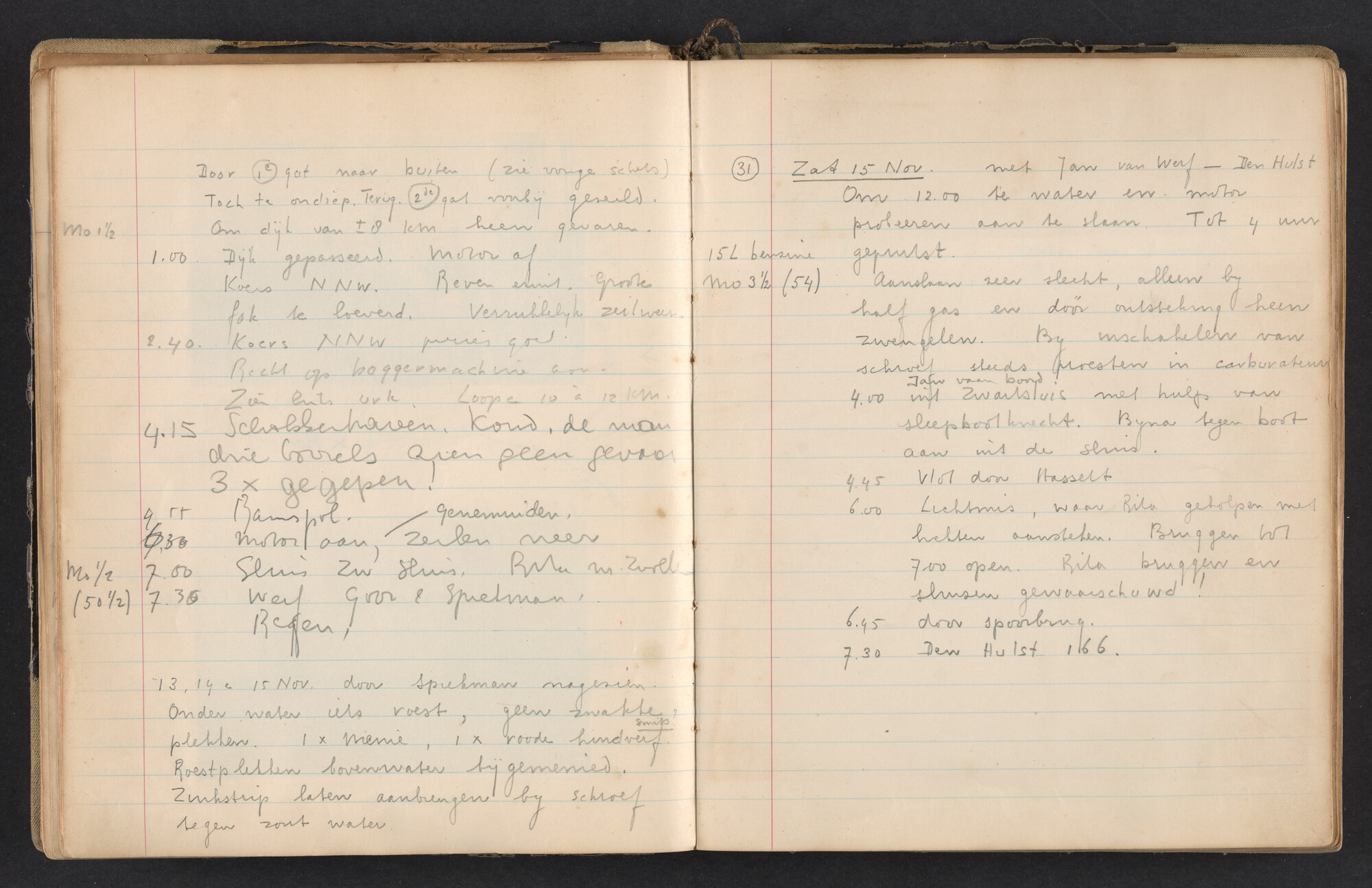 2017.0791; Logboek c.q. fotoalbum van reizen met zeeschouw Grutto in Nederland, 1952-1954; logboek