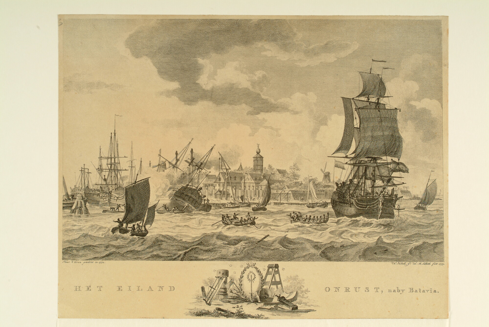 A.0149(0585); Het eiland Onrust, nabij Batavia; prent