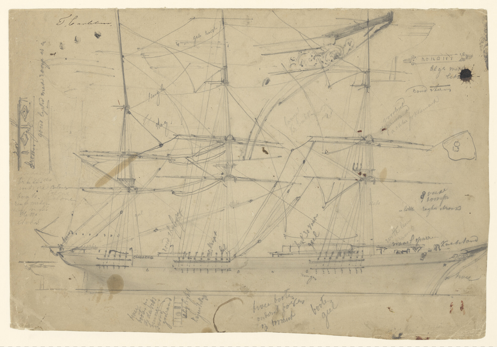 S.3107(06); Schets van het fregat Noach I; tekening