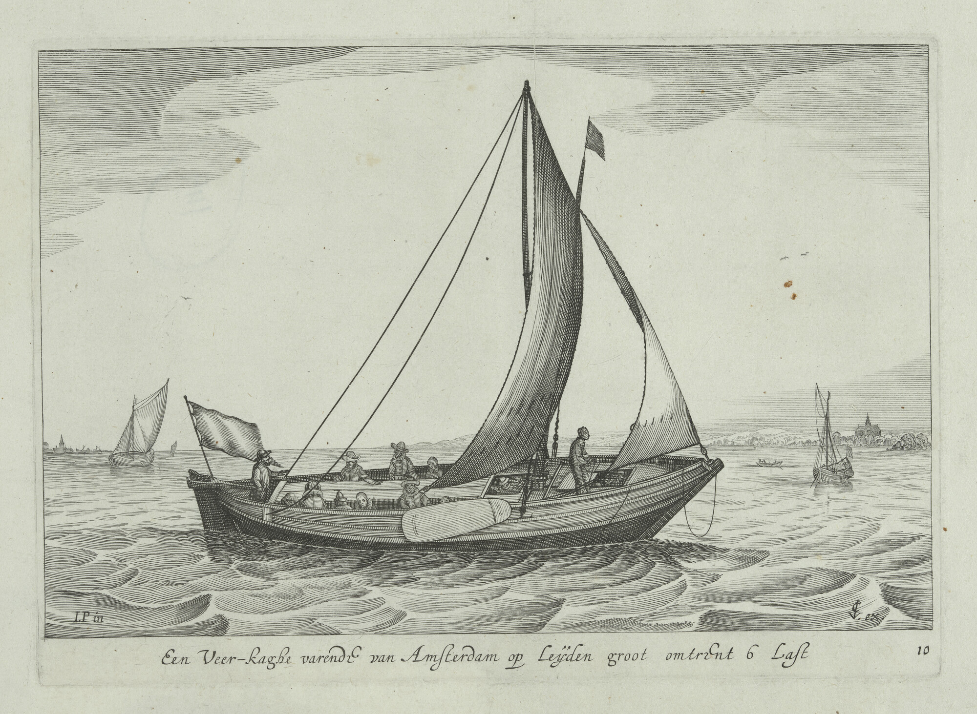 A.2017 [nr 0001]; Een veerkaag van Amsterdam op Leiden uit de serie 'Icones Variarum Navium; prent