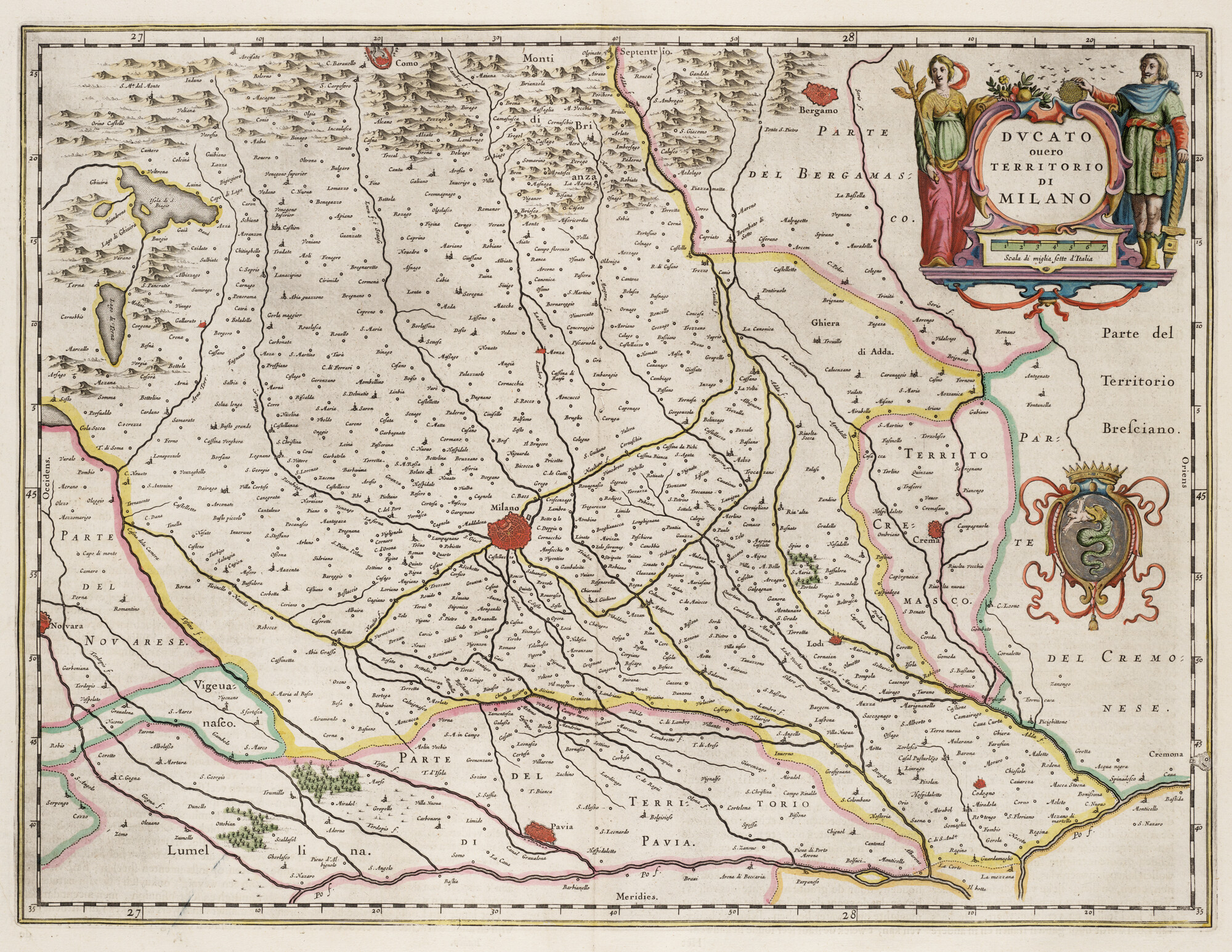 S.1034(07) [kaart 014]; Kaart van Milano. Uit het zevende deel van de Grooten Atlas van Joan Blaeu; landkaart
