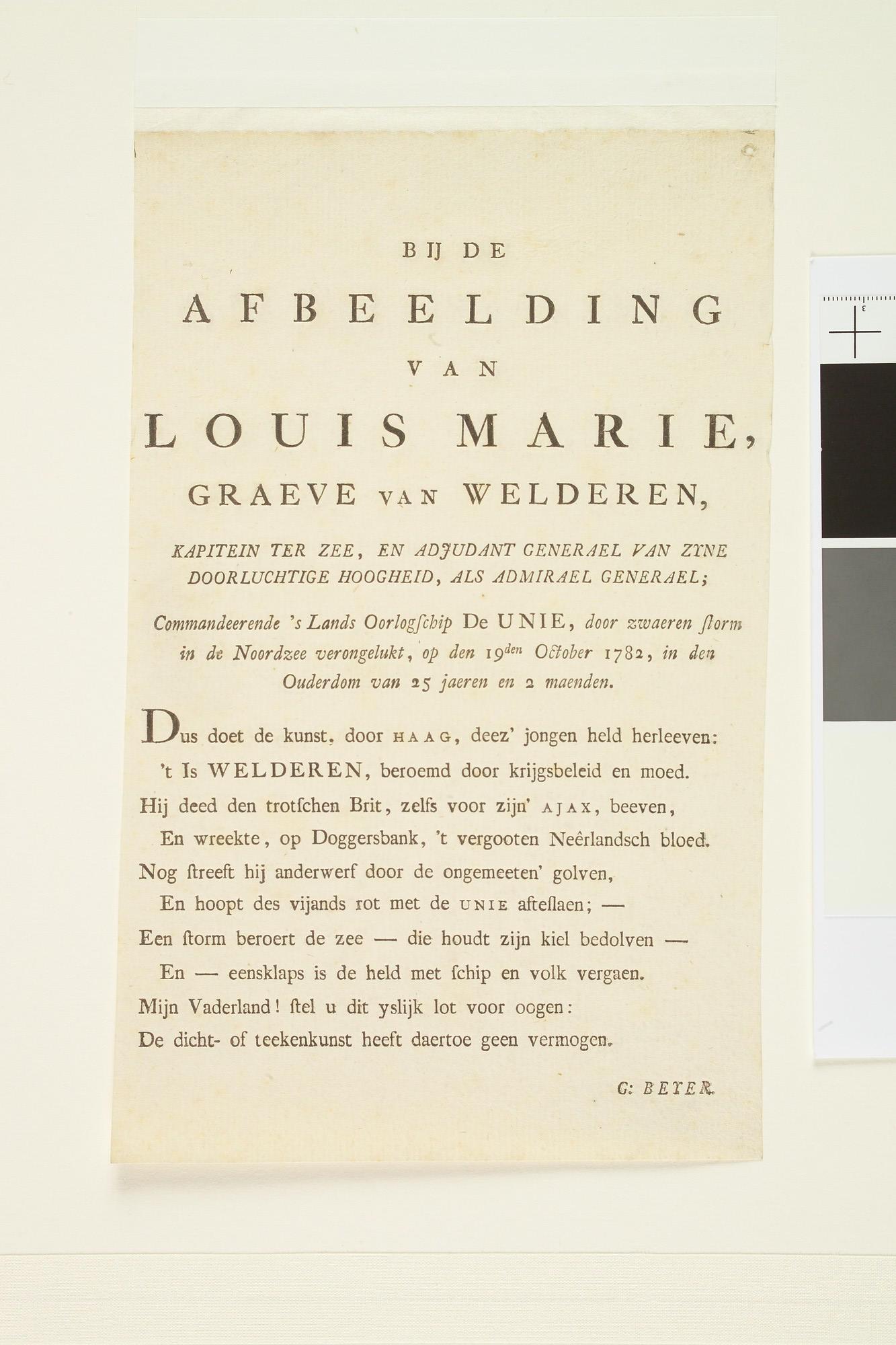 A.1367(05)65; Tekst behorende bij het portret van Louis Marie, graaf van Welderen; tekst