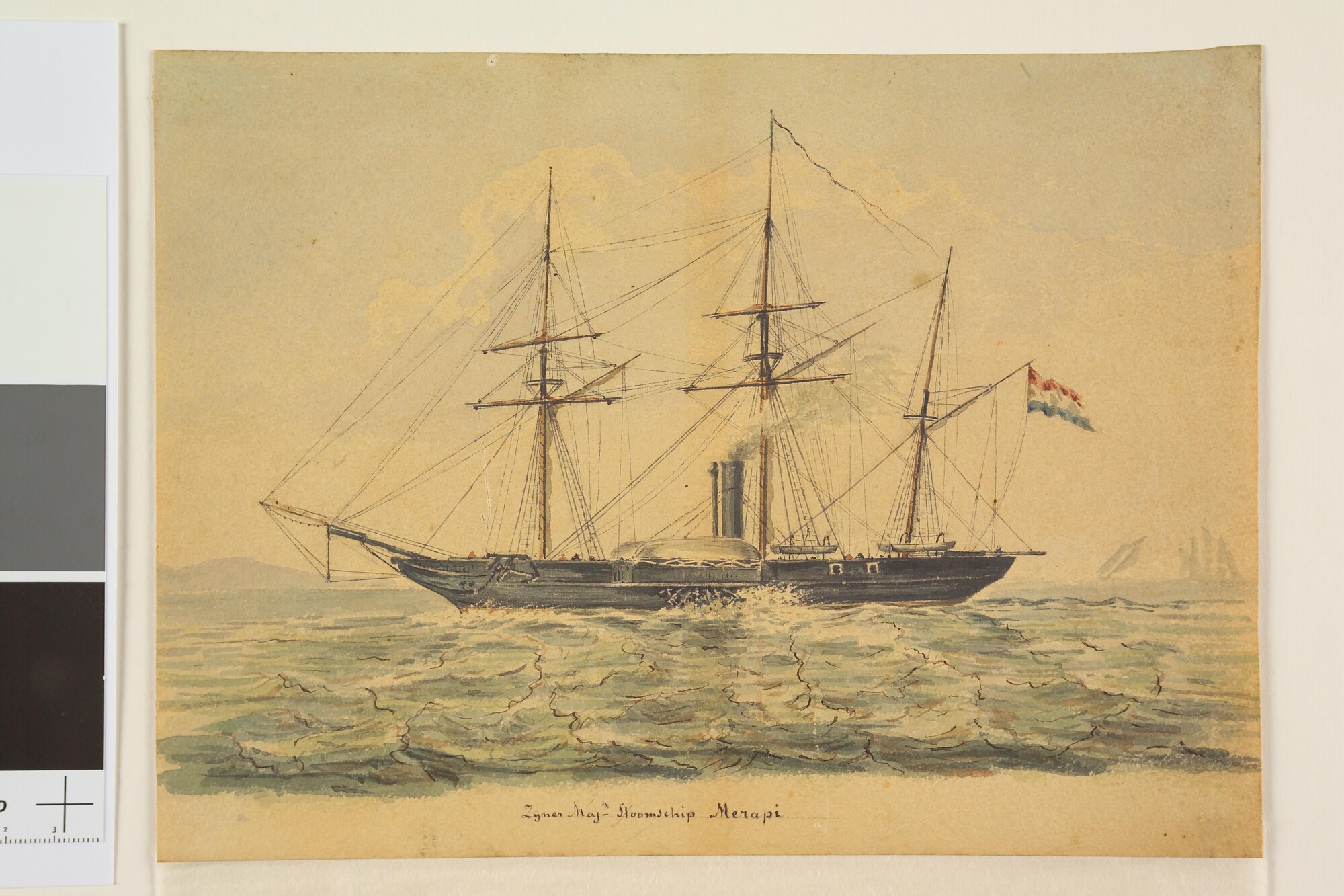 A.2668(02); Het raderstoomschip Zr.Ms. Merapi; tekening